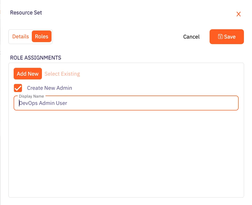 Create New Role - DevOps Admin User