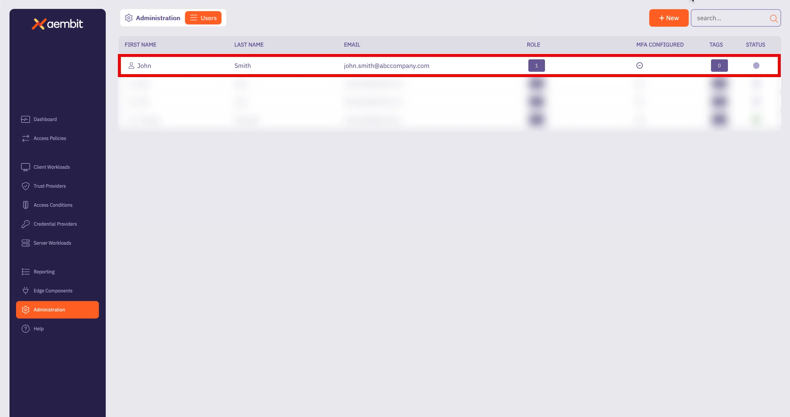 Users Page - New User Added