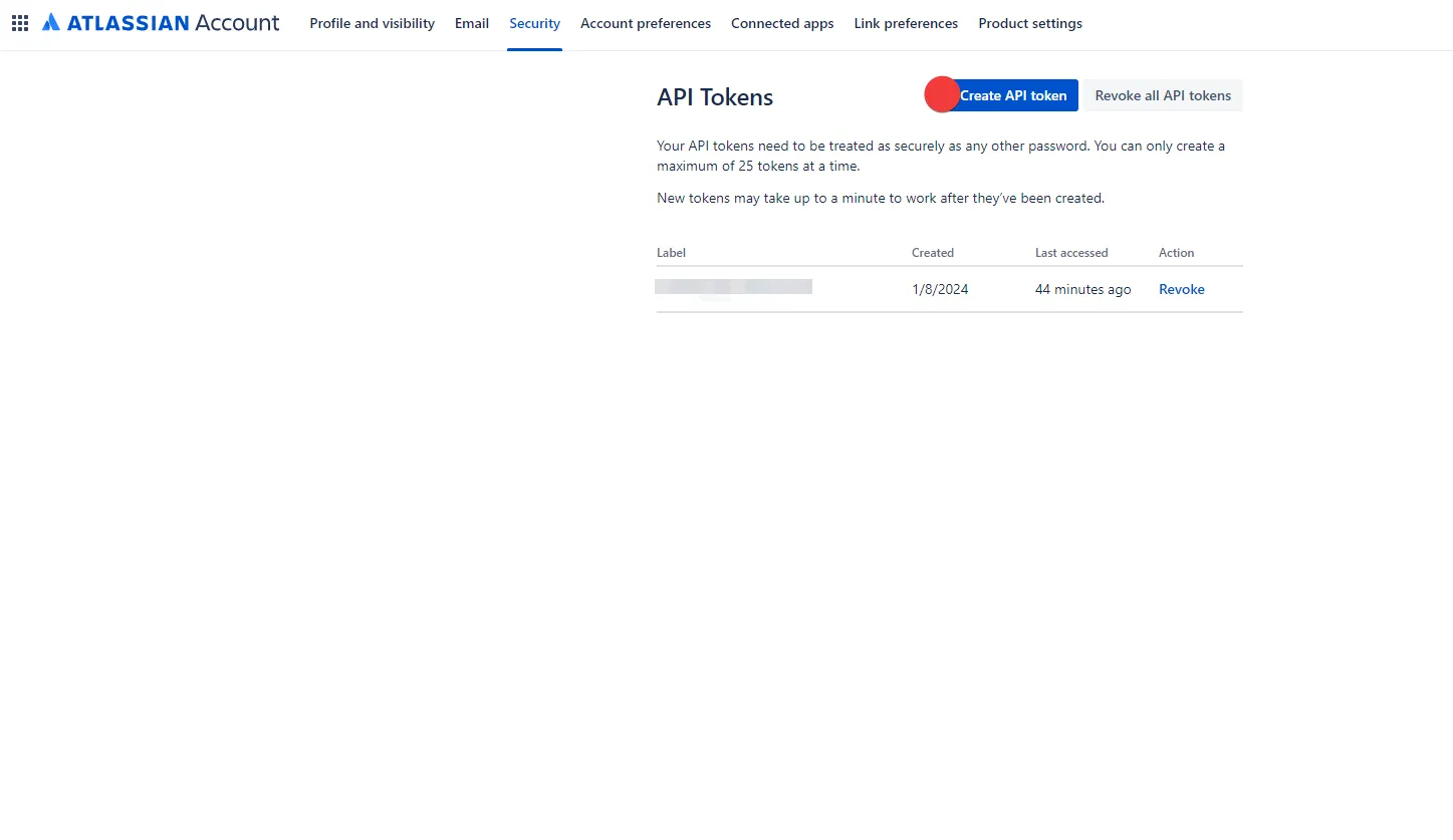 Create Atlassian API token