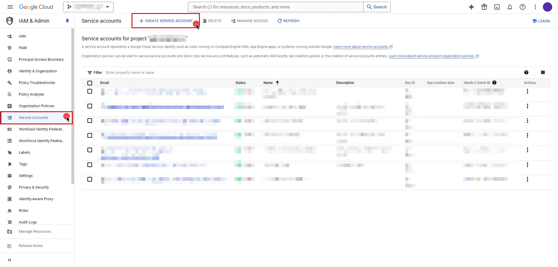 Create Service Account