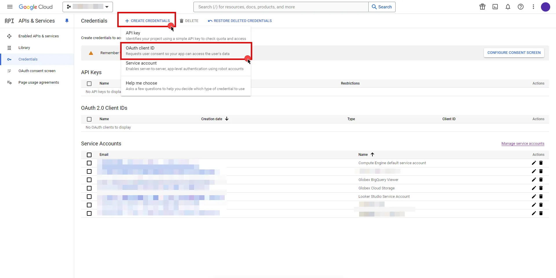 Create OAuth client ID