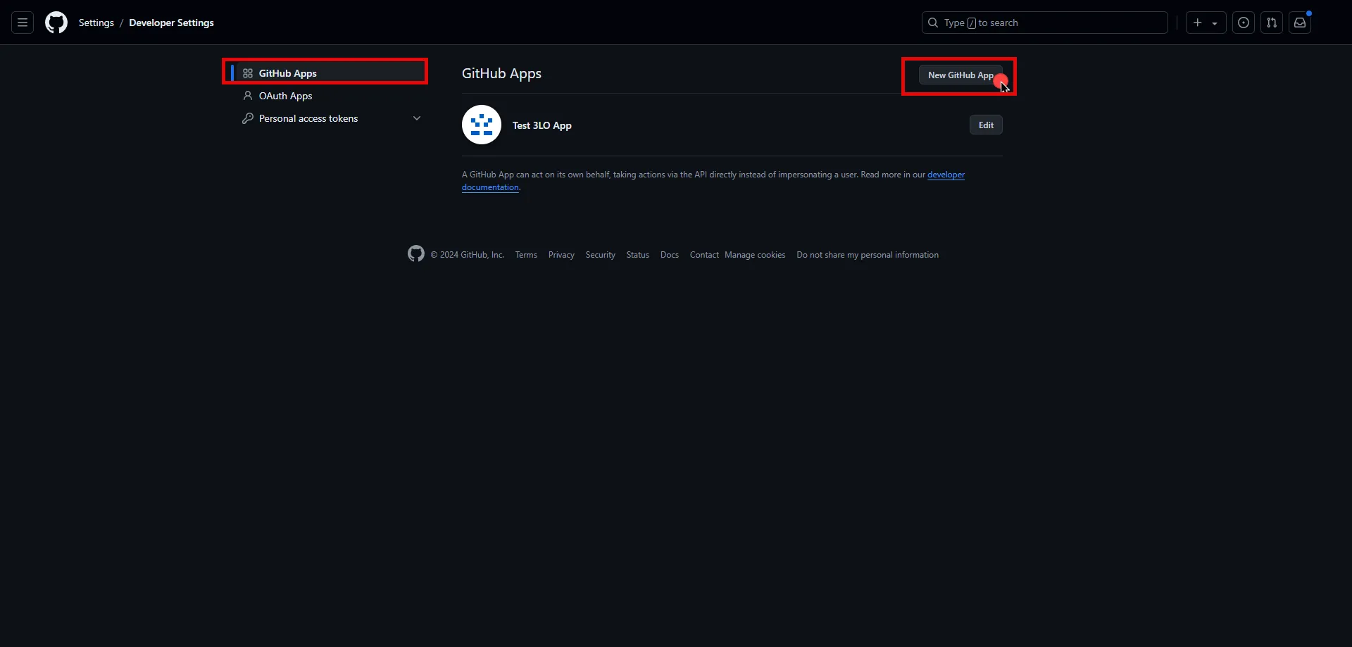 Create New Github App