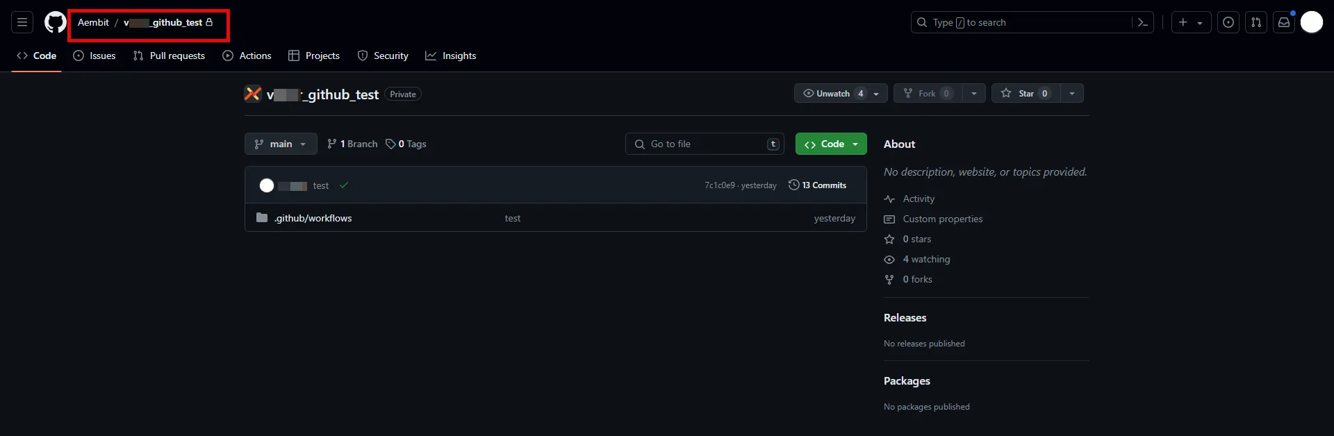 Repository name on GitHub