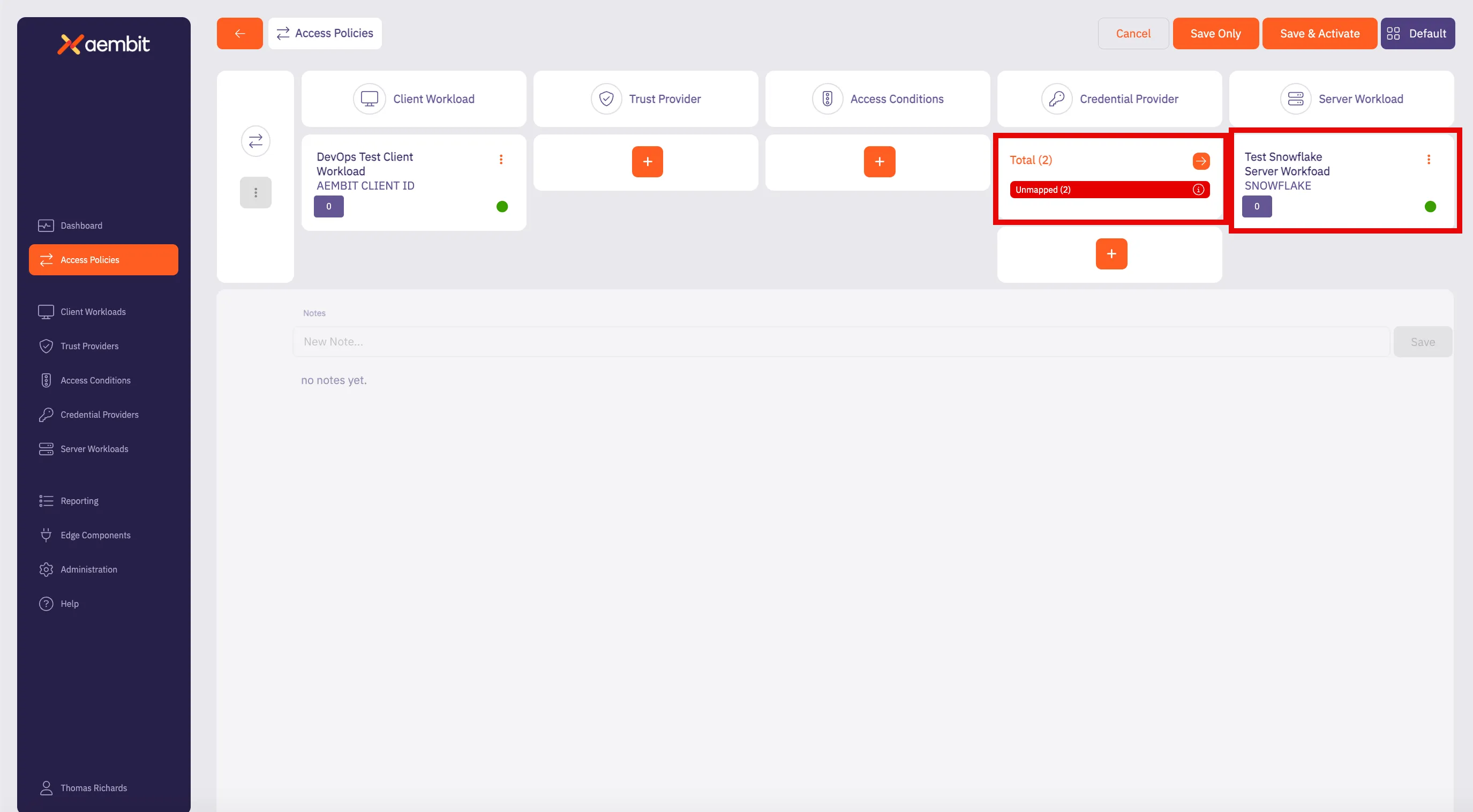 Access Policies Main Page With Credential Providers