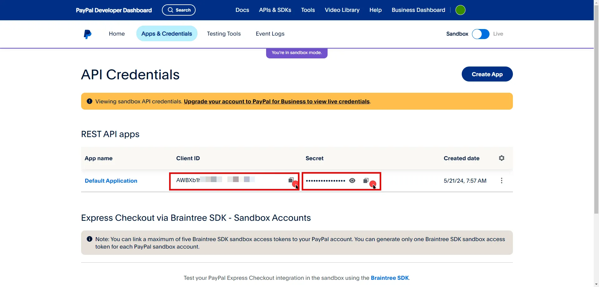 Copy Client ID and Secret