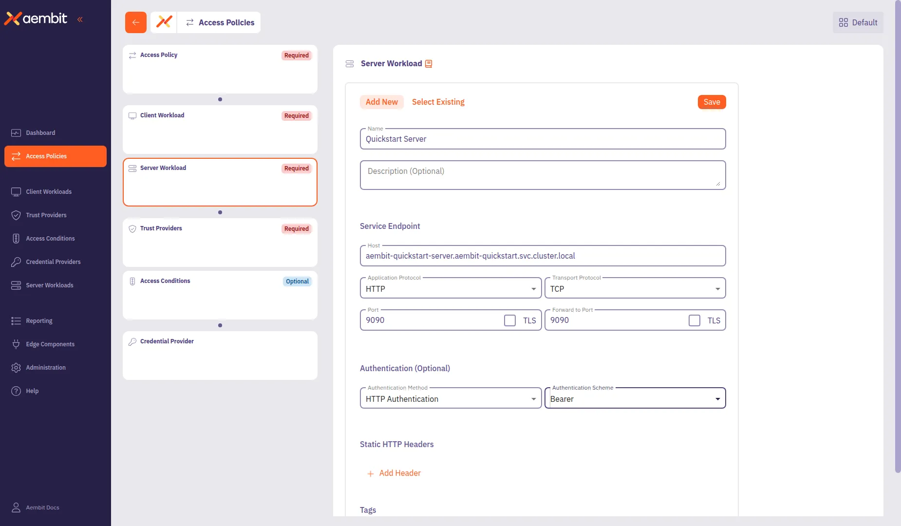 Configuring Server Workload