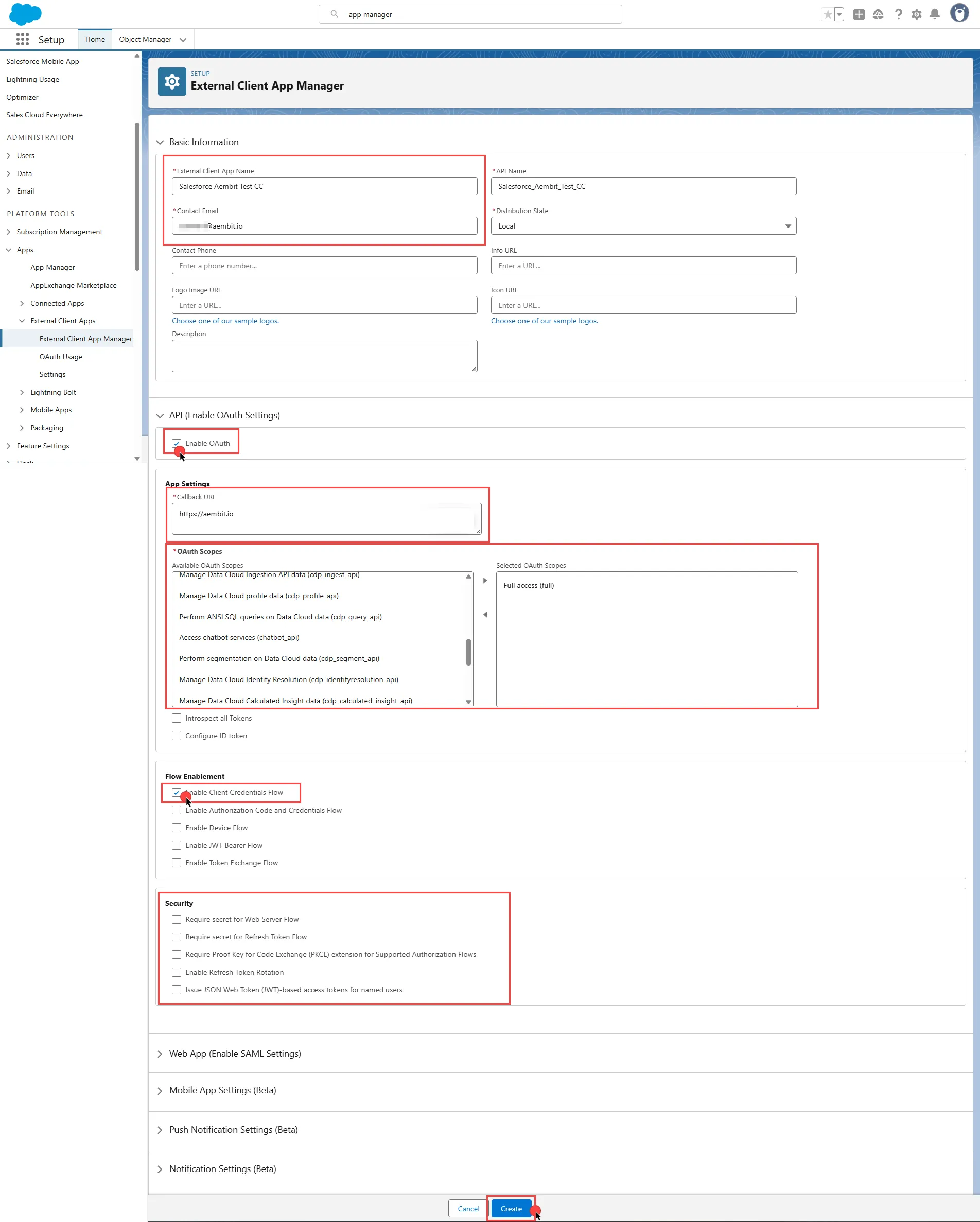 Configure External App CC flow