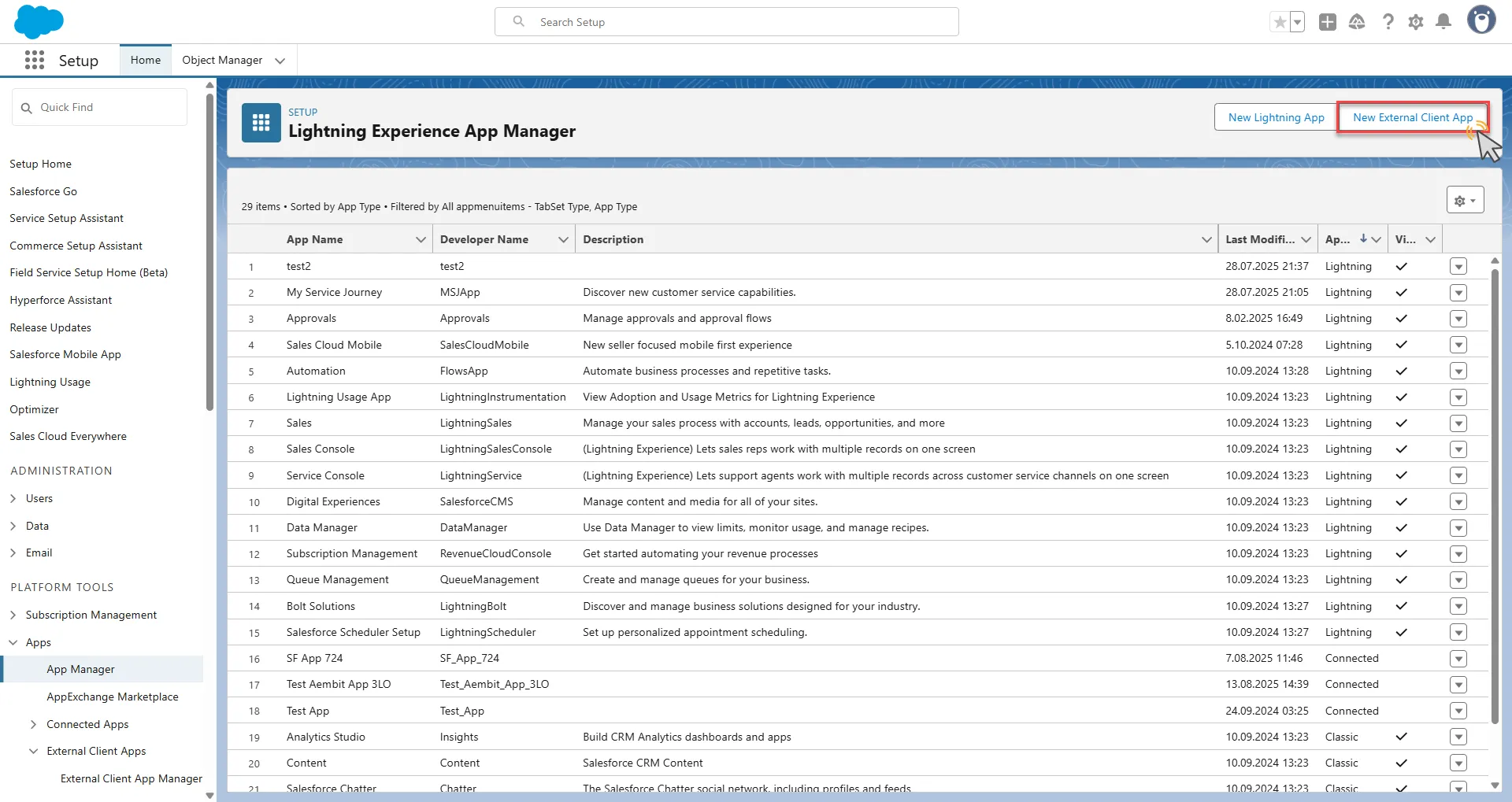New External App