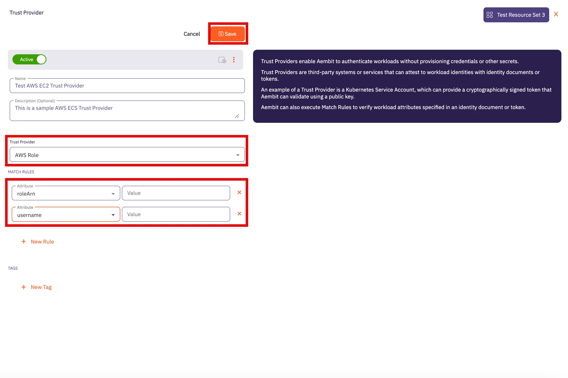 Trust Provider Dialog Window -
Complete
