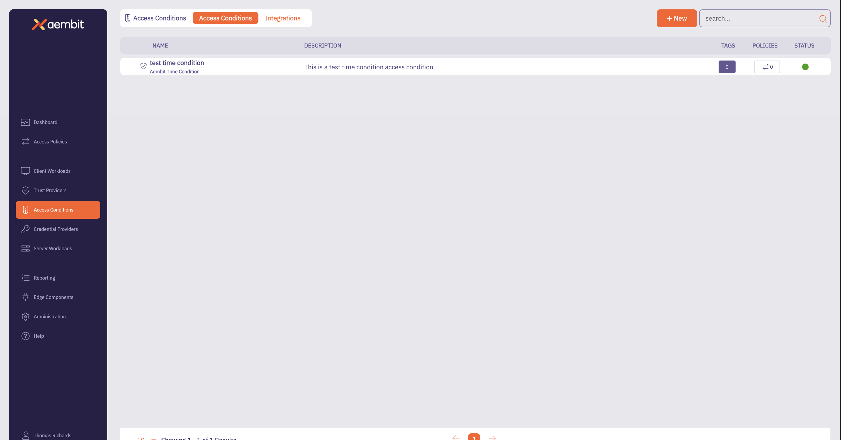 Access Condition Main Page - Time Condition Listed