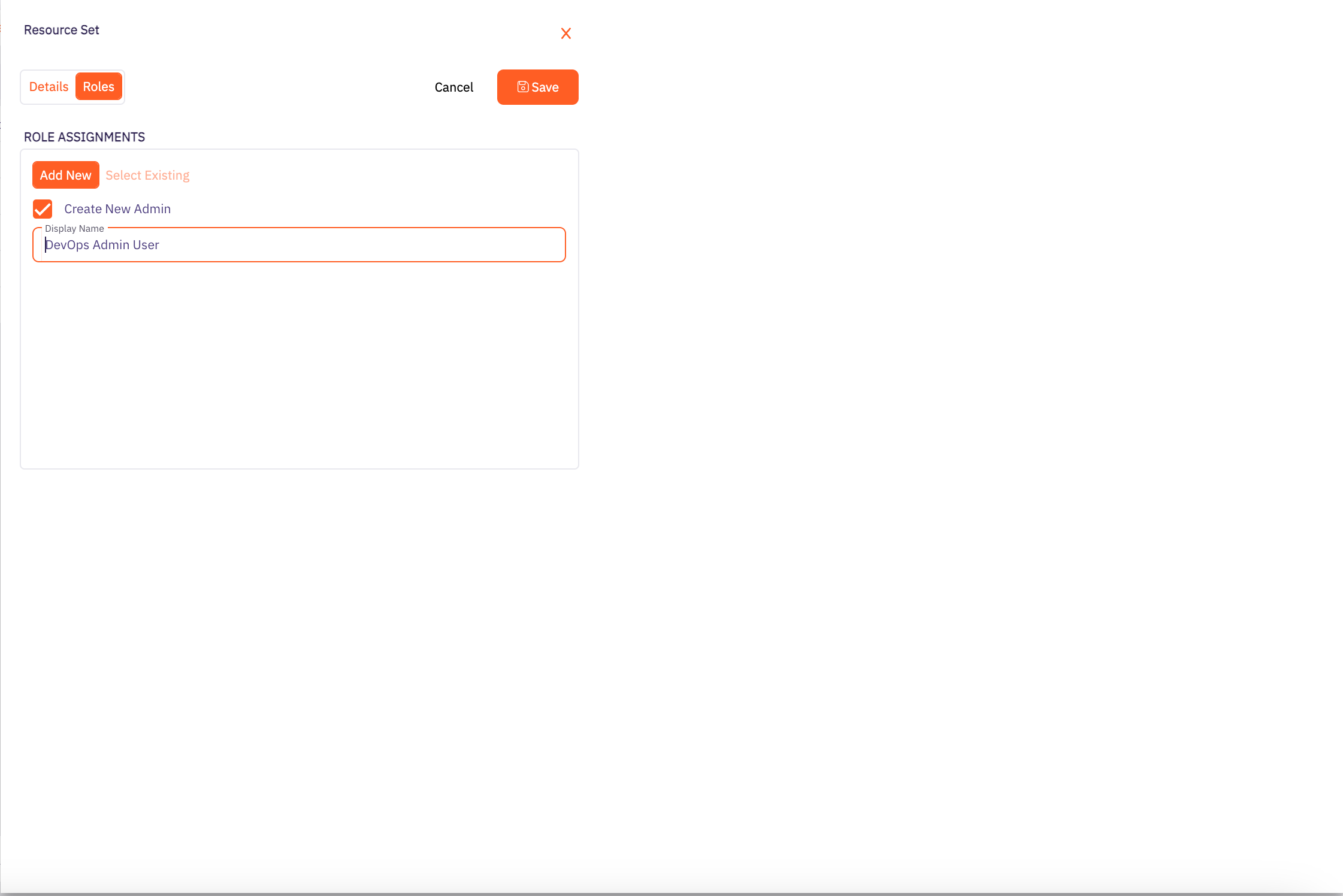 Create New Role - DevOps Admin User