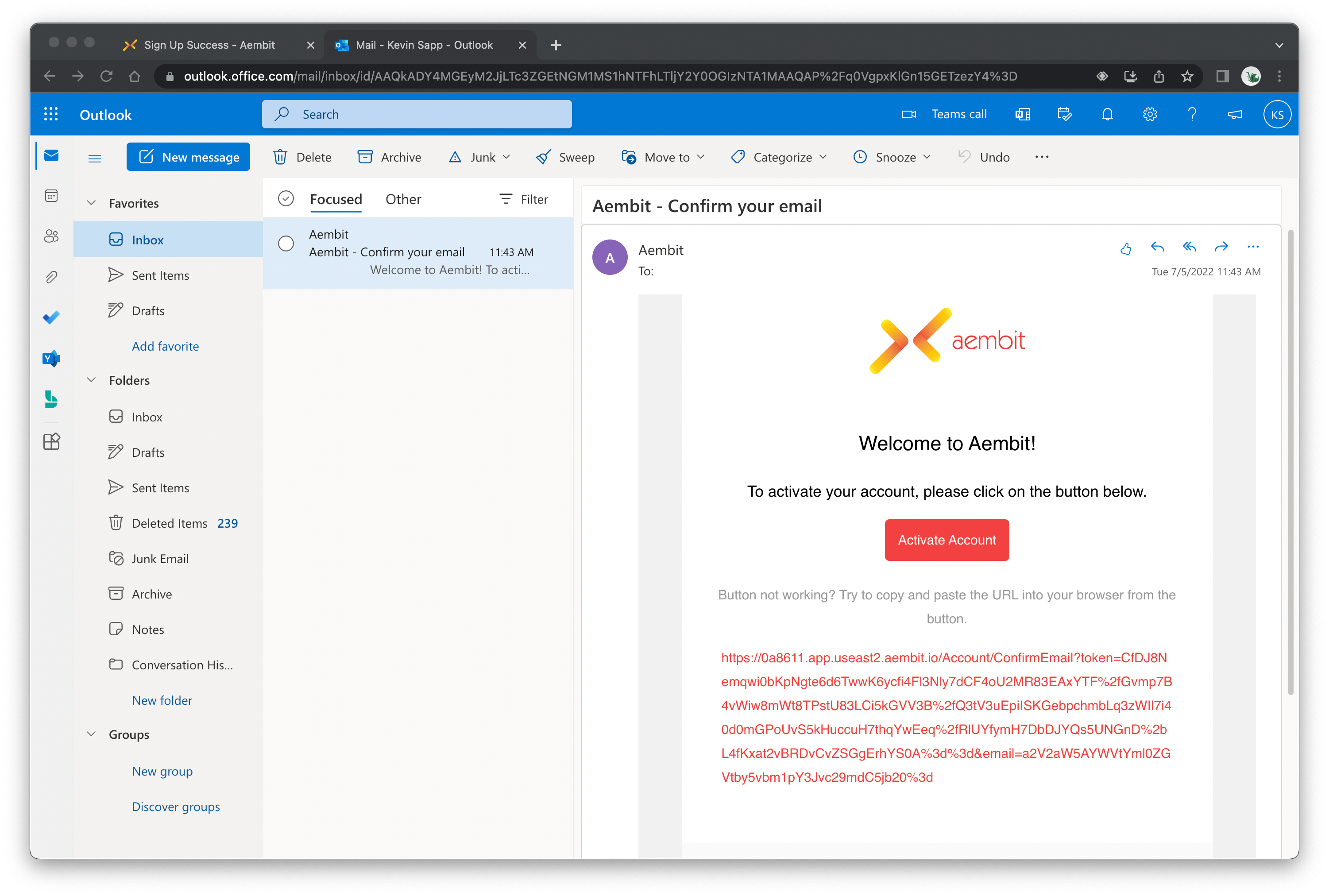 Activate Account Page