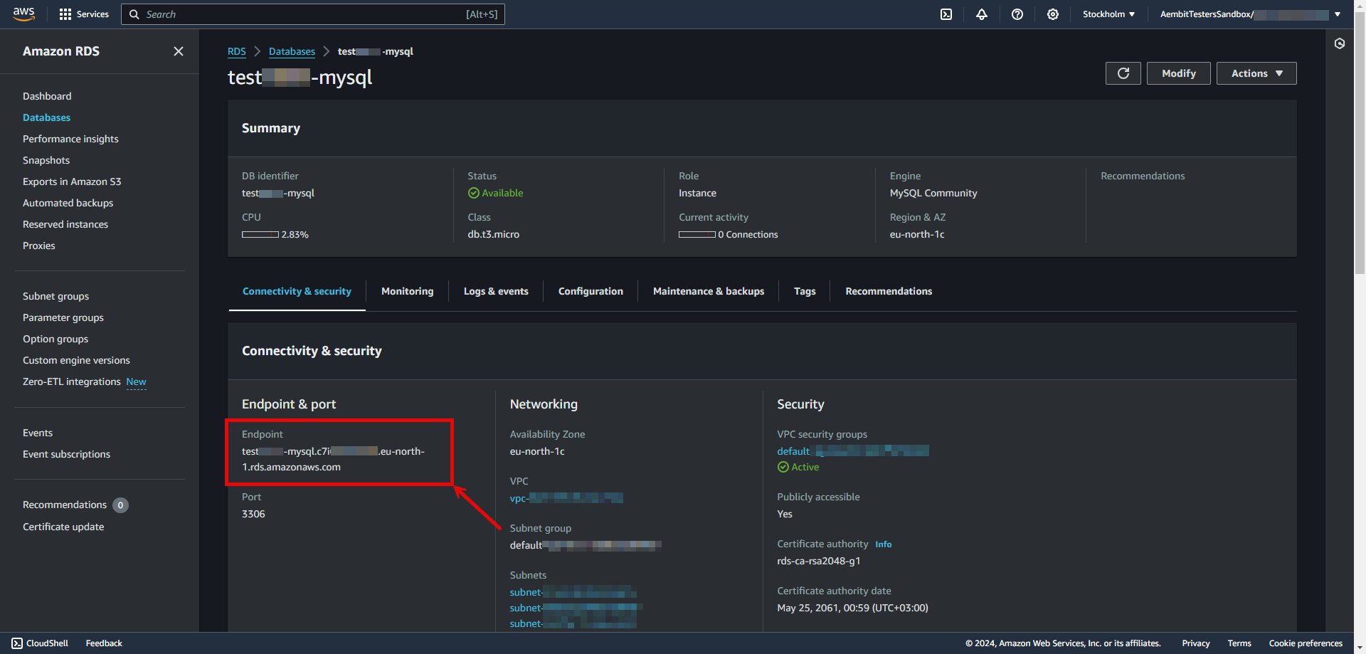 AWS RDS Database Endpoint