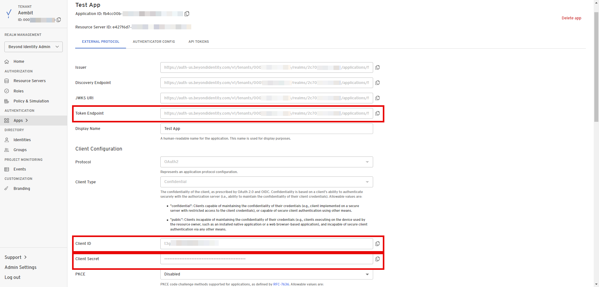 App Details | Copy Token Endpoint, Client ID and Tenant ID