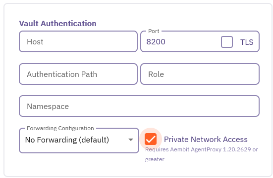 Private Network Access enabled