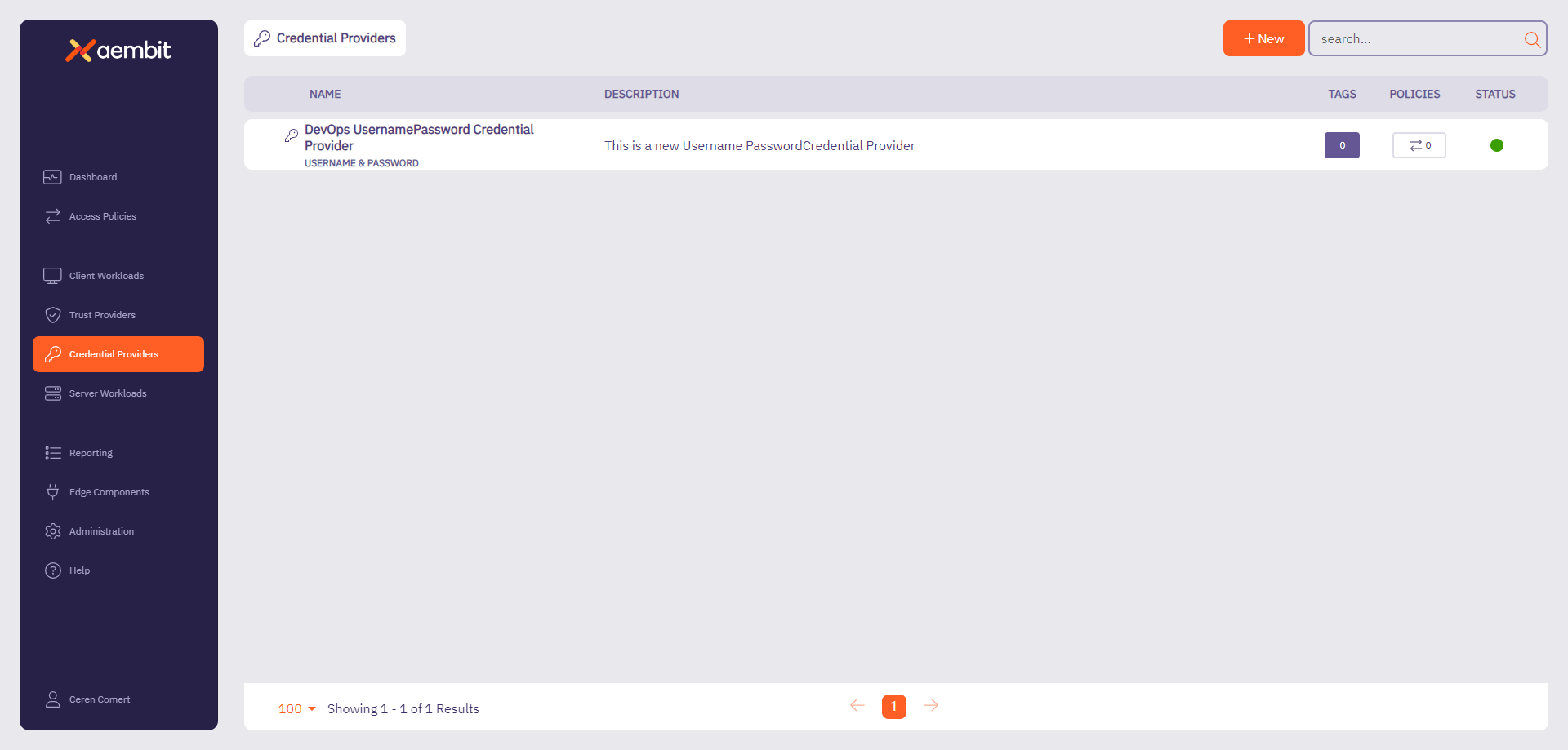 Credential Providers - Main Page With New Credential Provider