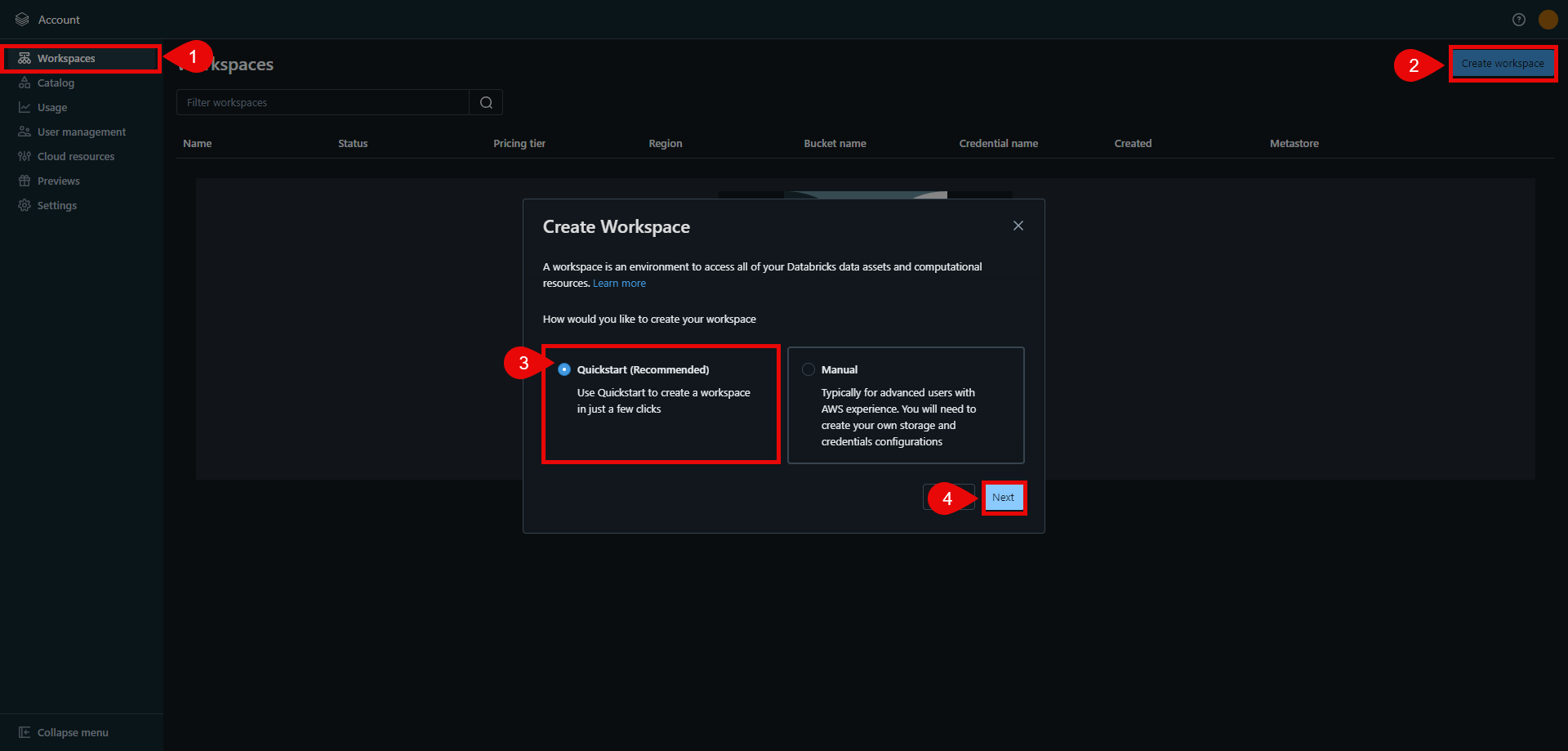 Databricks Create Workspace