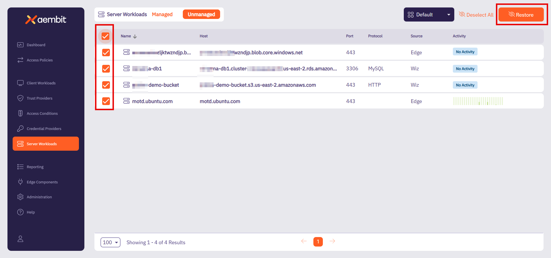 Restore Ignored Workloads