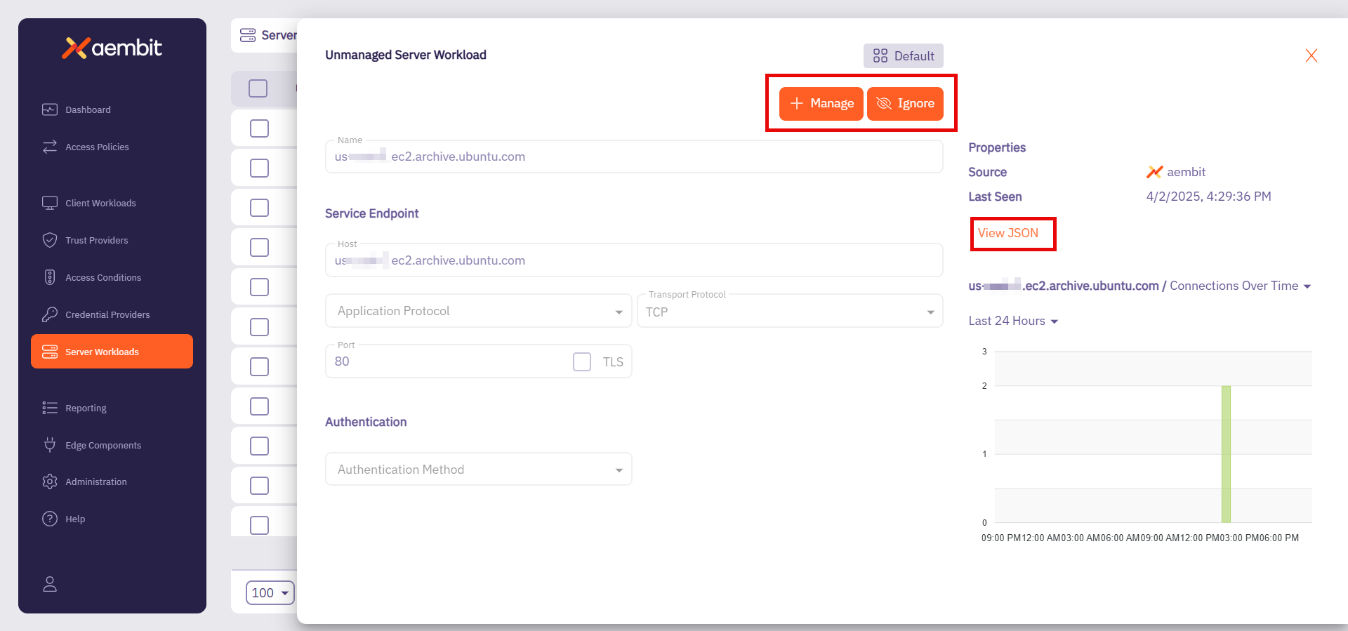 Details Page of Discovered Workload