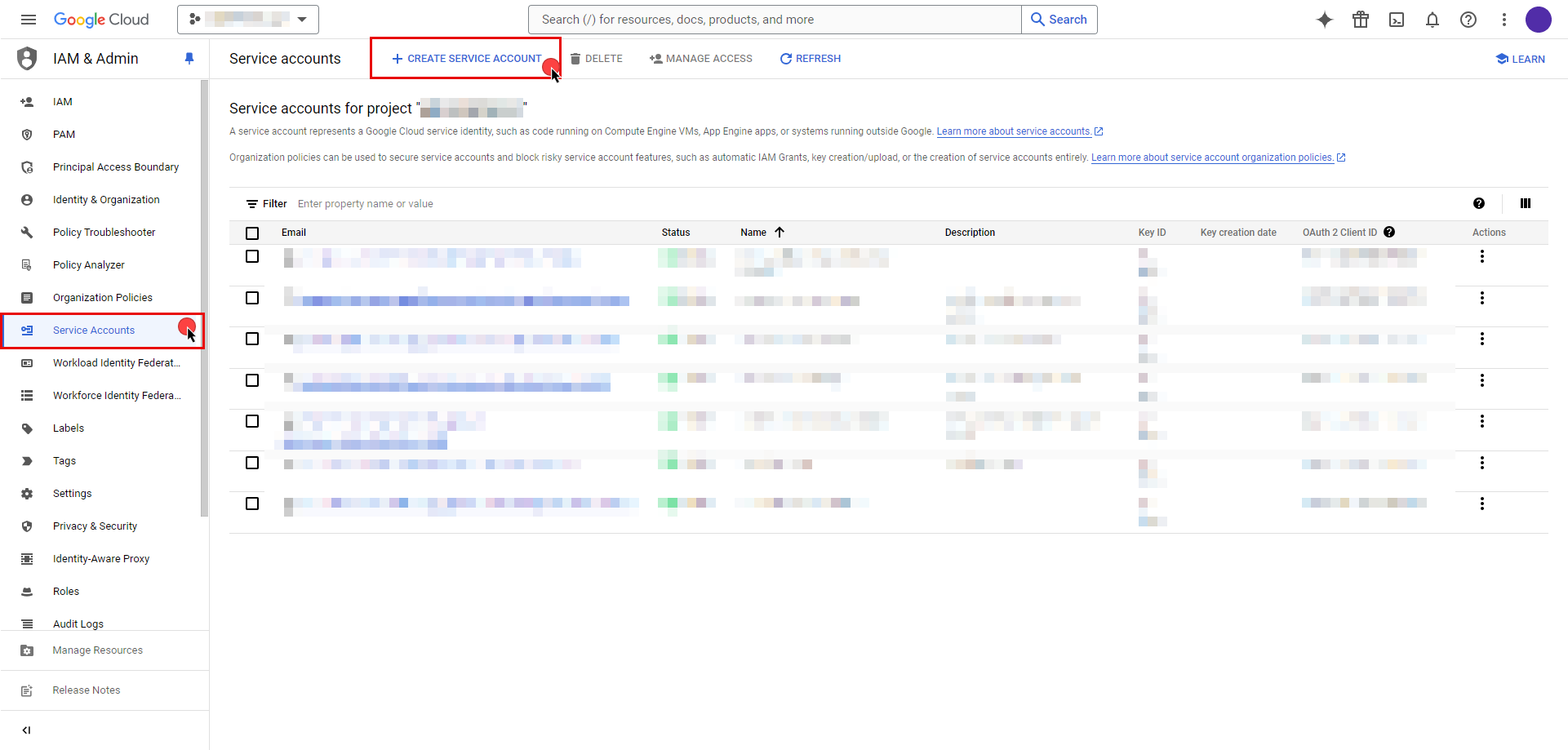 Create Service Account