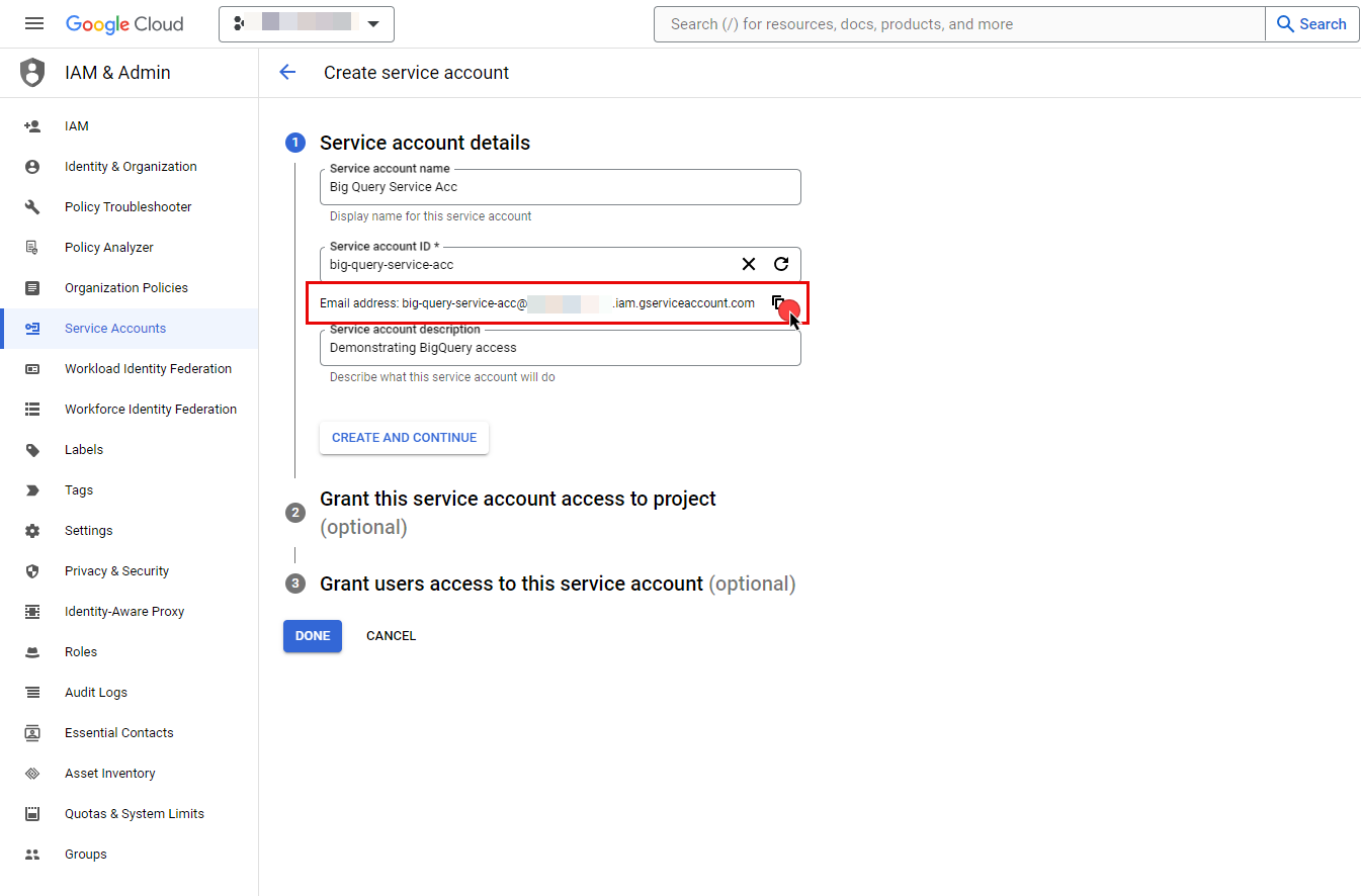 Create Service Account