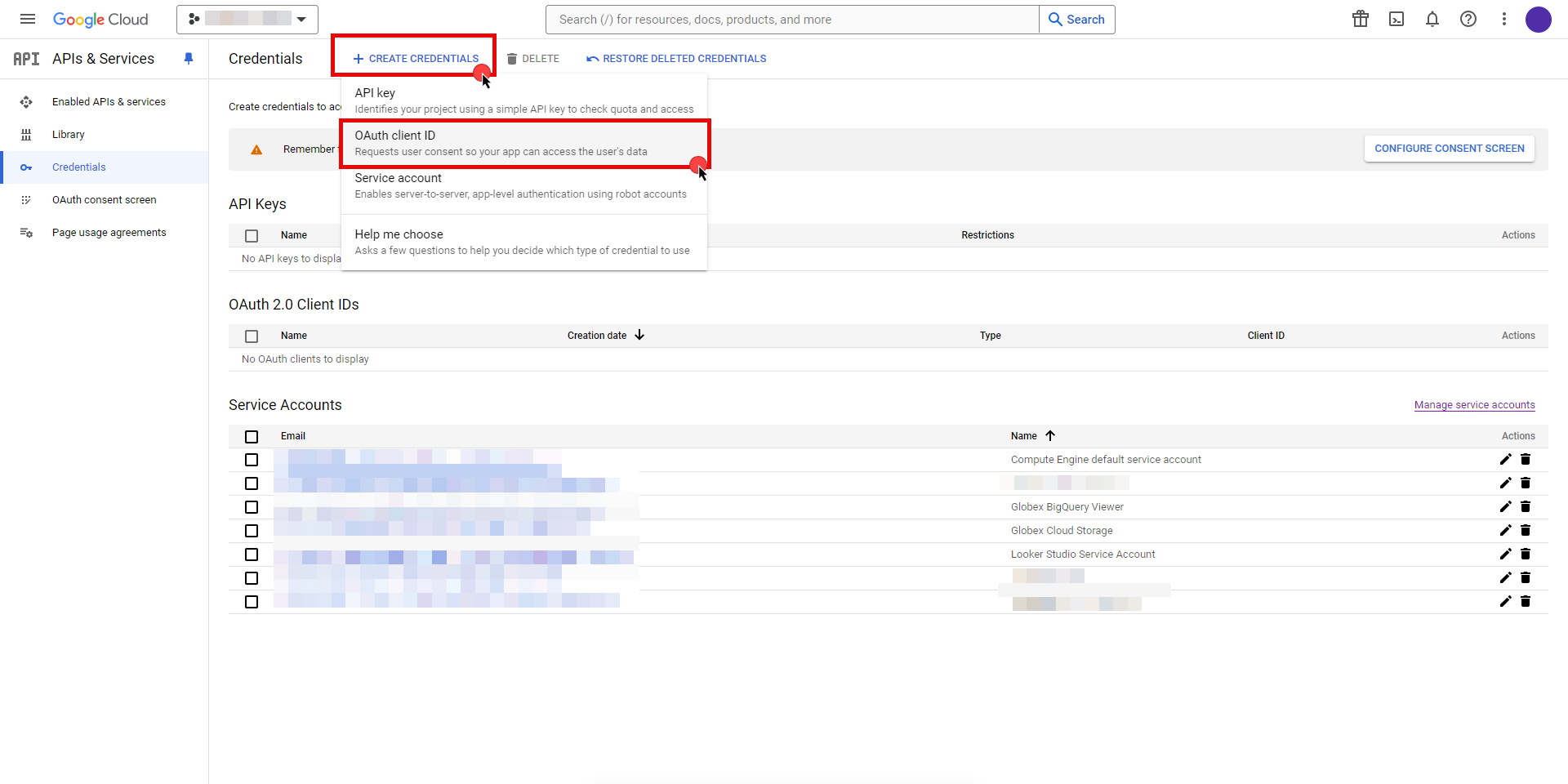 Create OAuth client ID