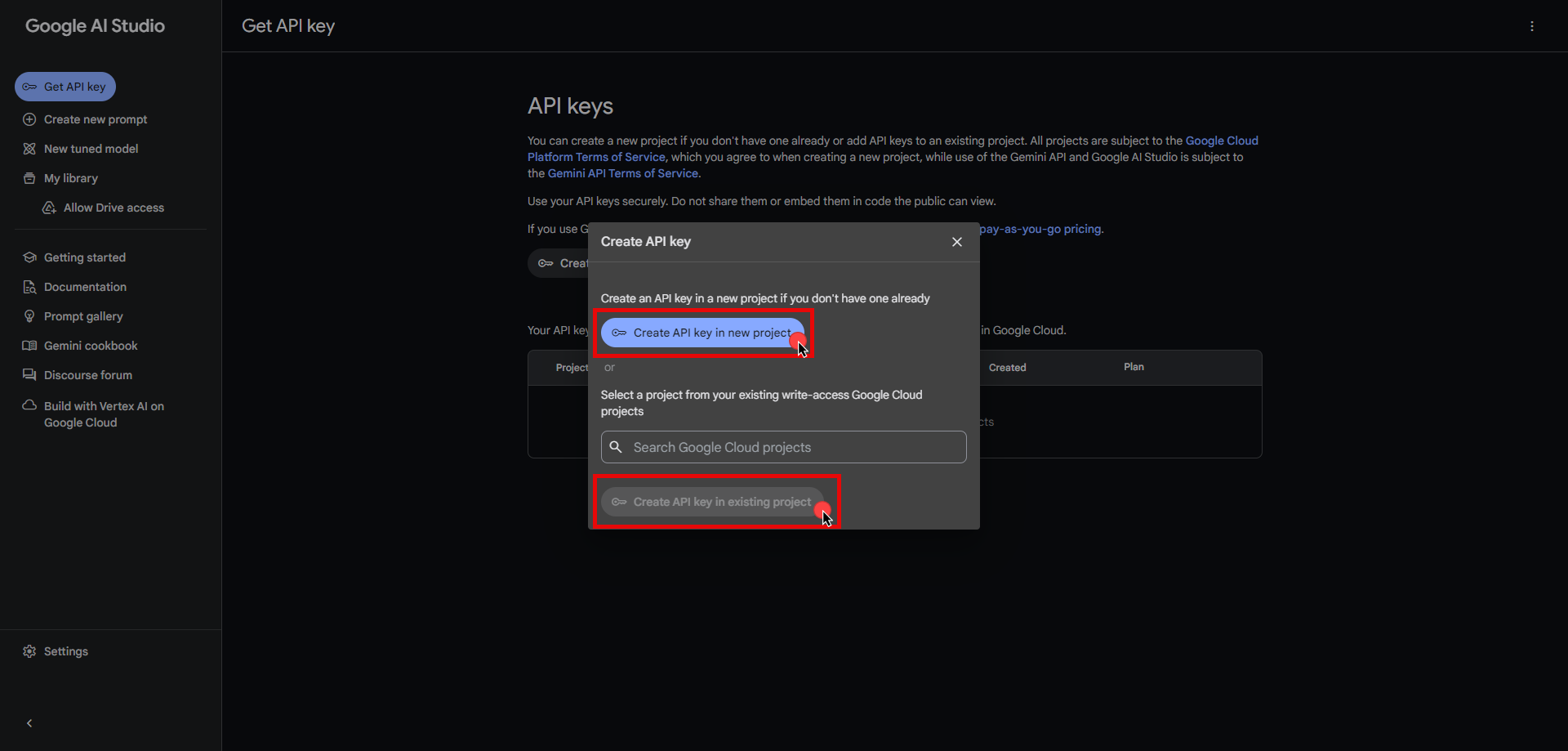 Create API key