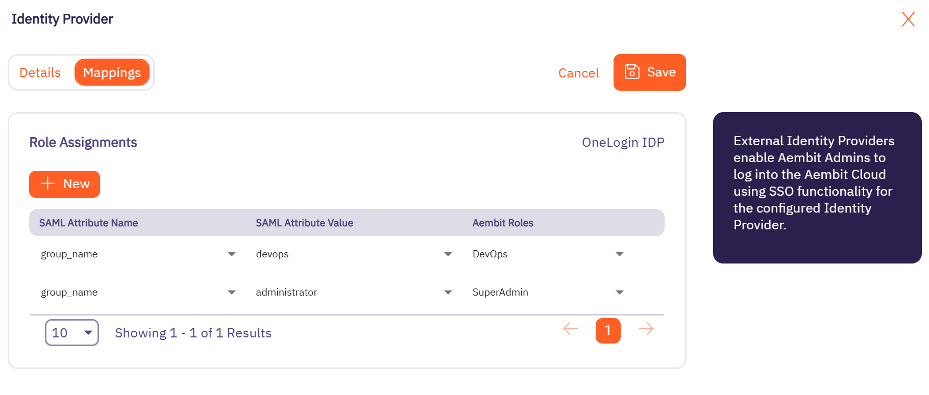 Aembit Administration Page - Identity Providers Role Mapping