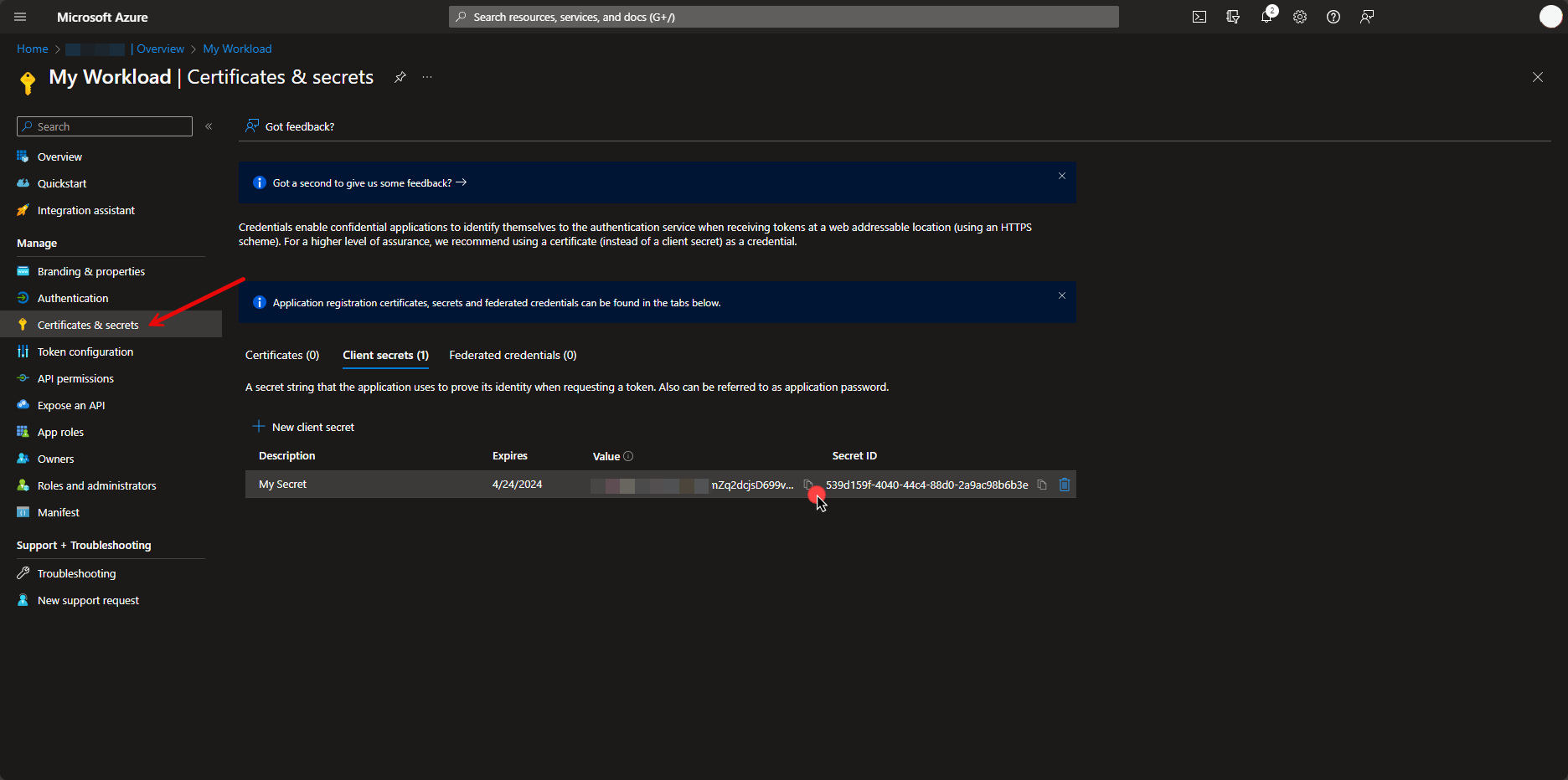 Copy Client Secret