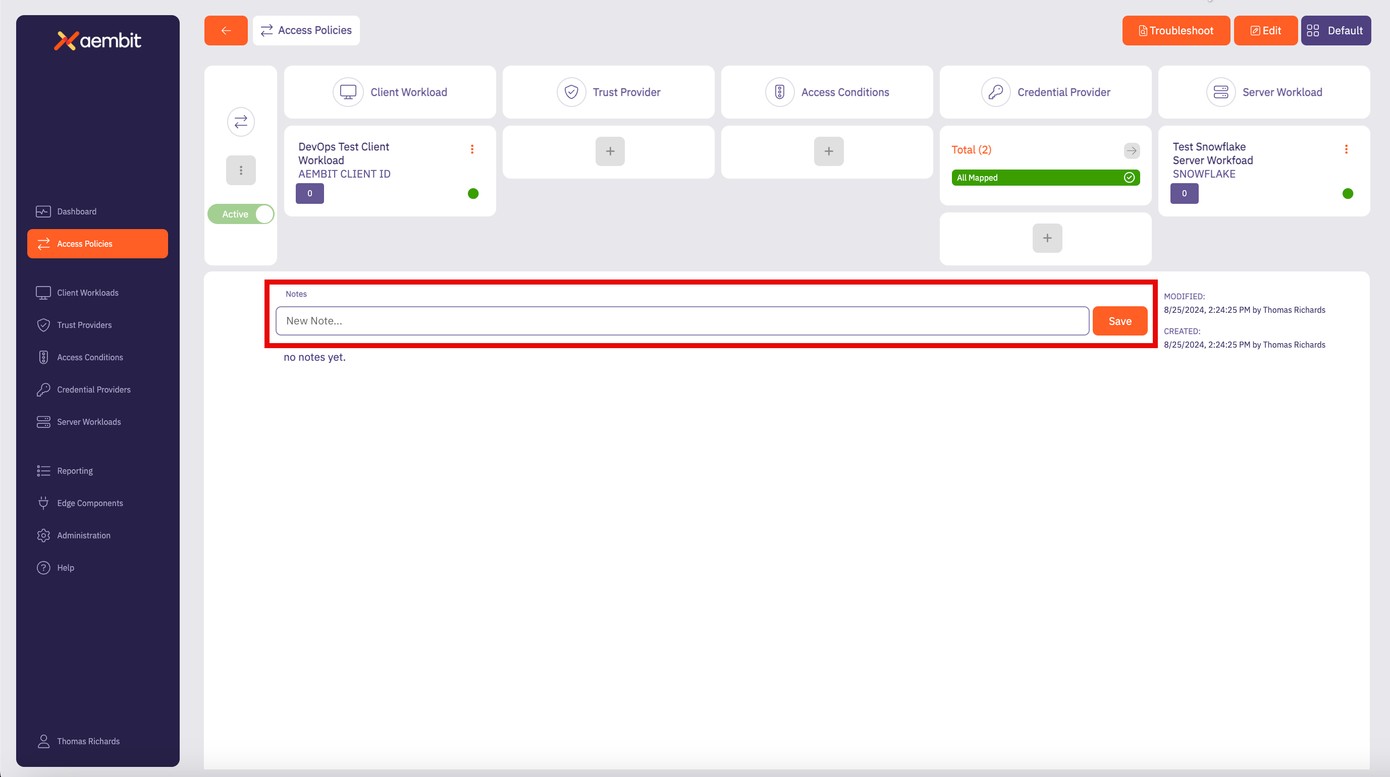 Access Policy Page With Green All Mapped