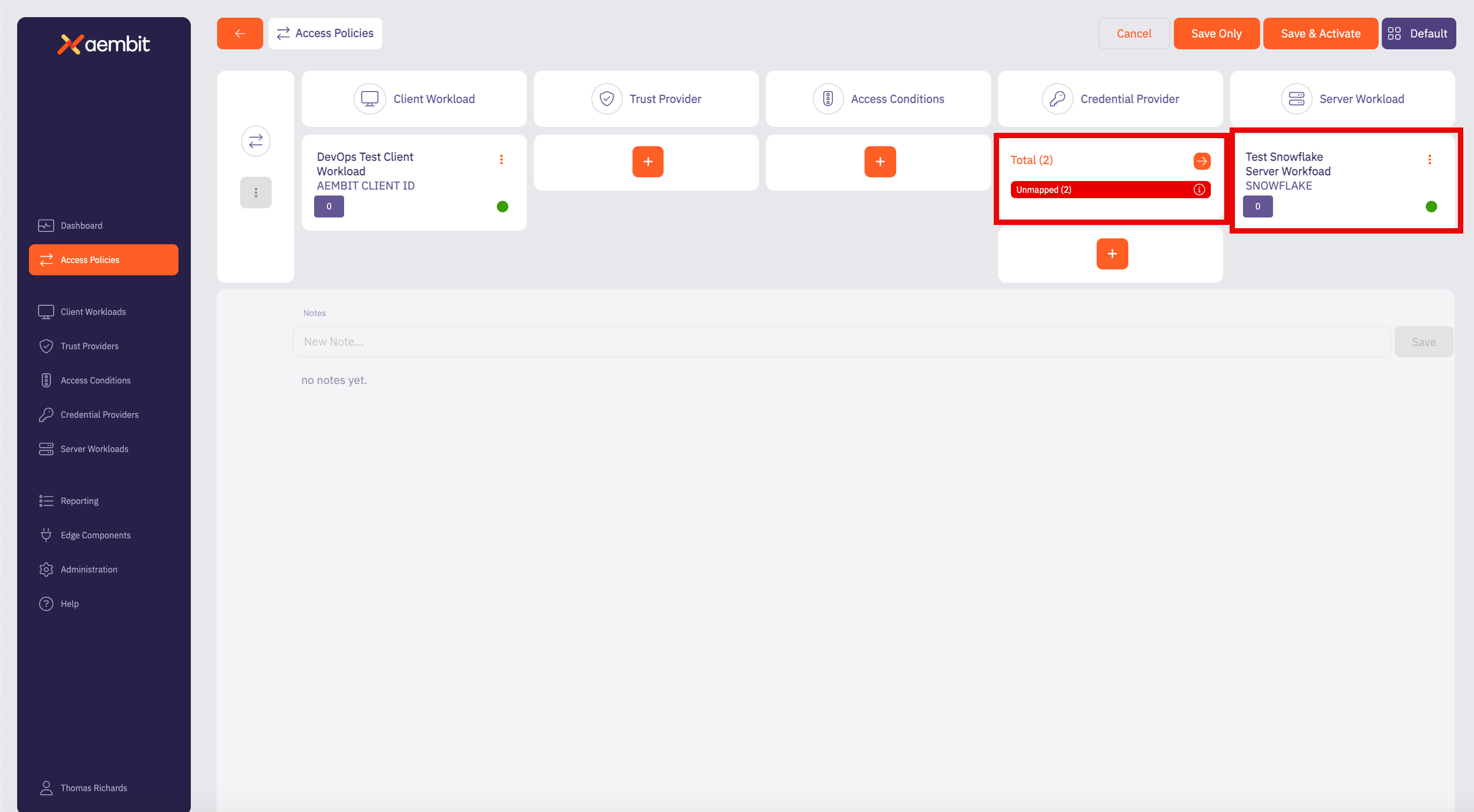 Access Policies Main Page With Credential Providers