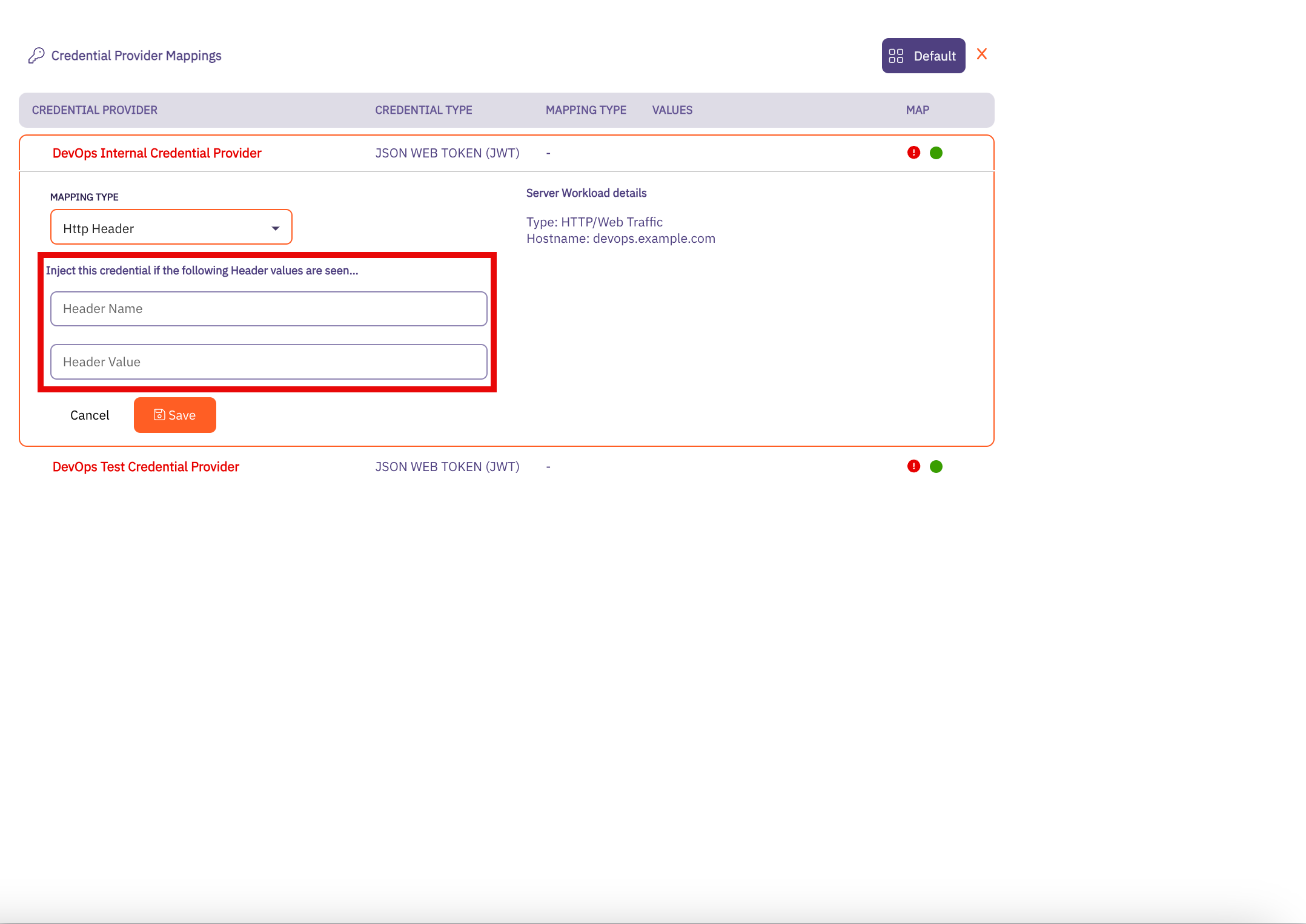 Credential Provider Mapping - HTTP Header