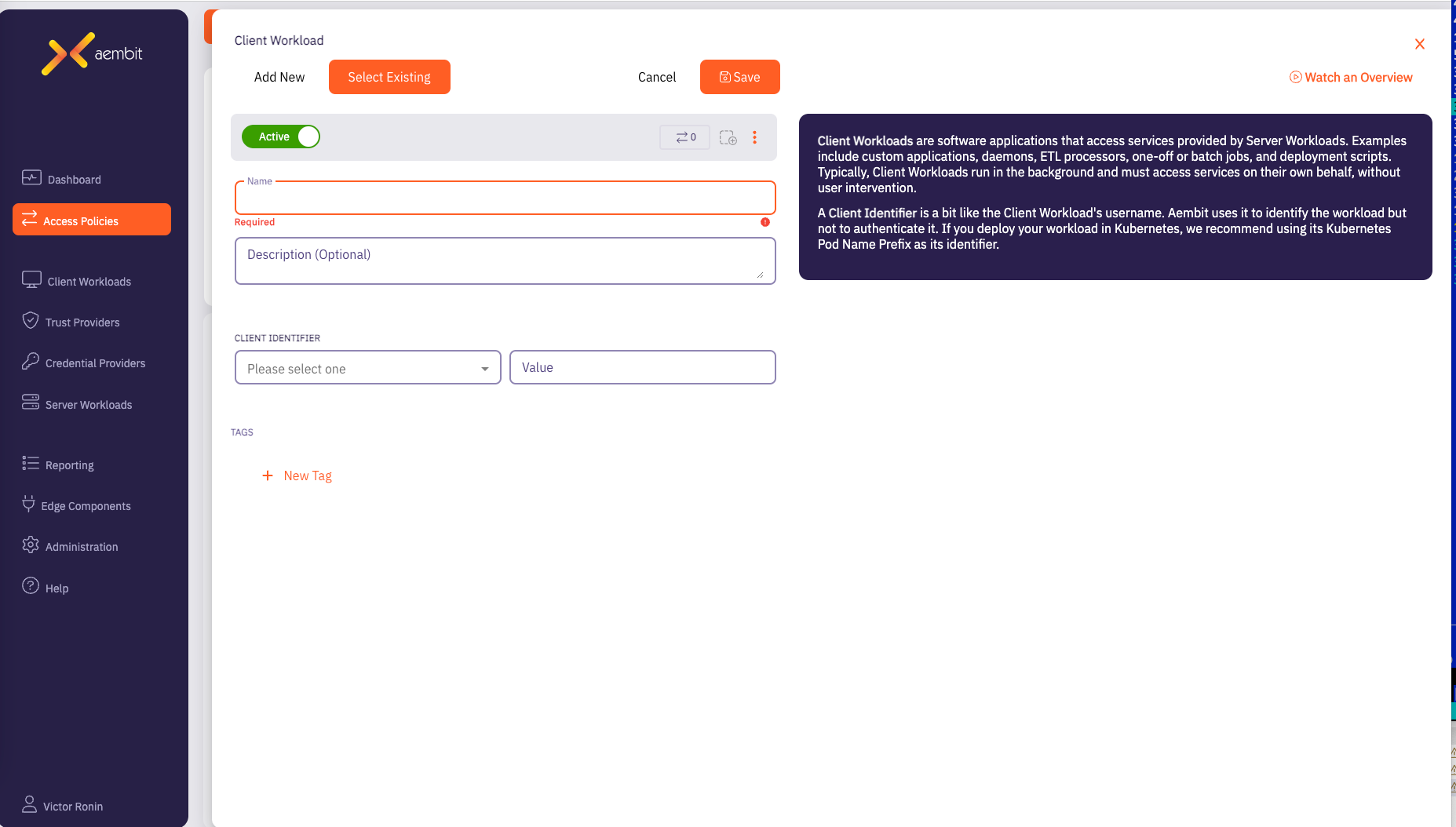 Client Workload Page