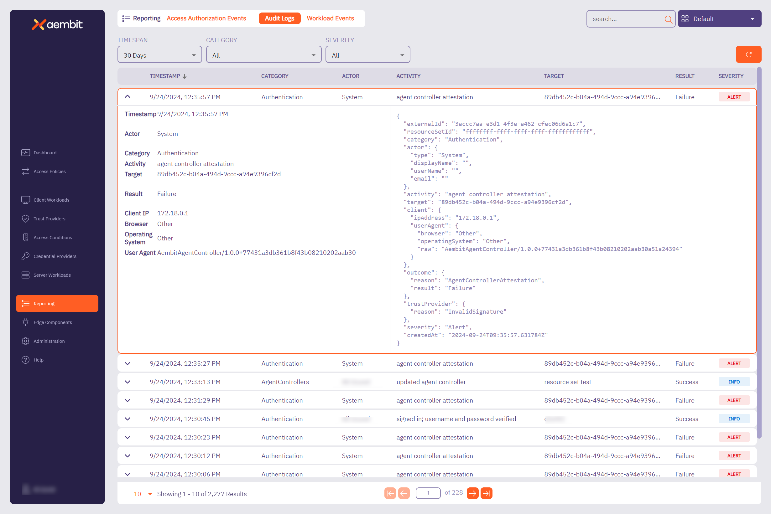 Audit Logs Reporting Example