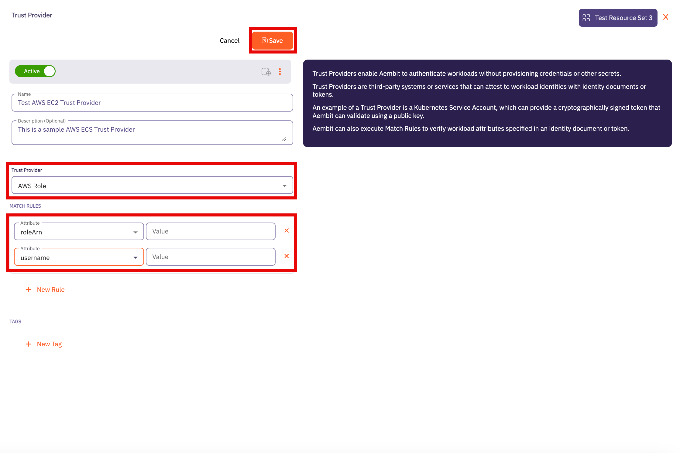 Trust Provider Dialog Window - Complete