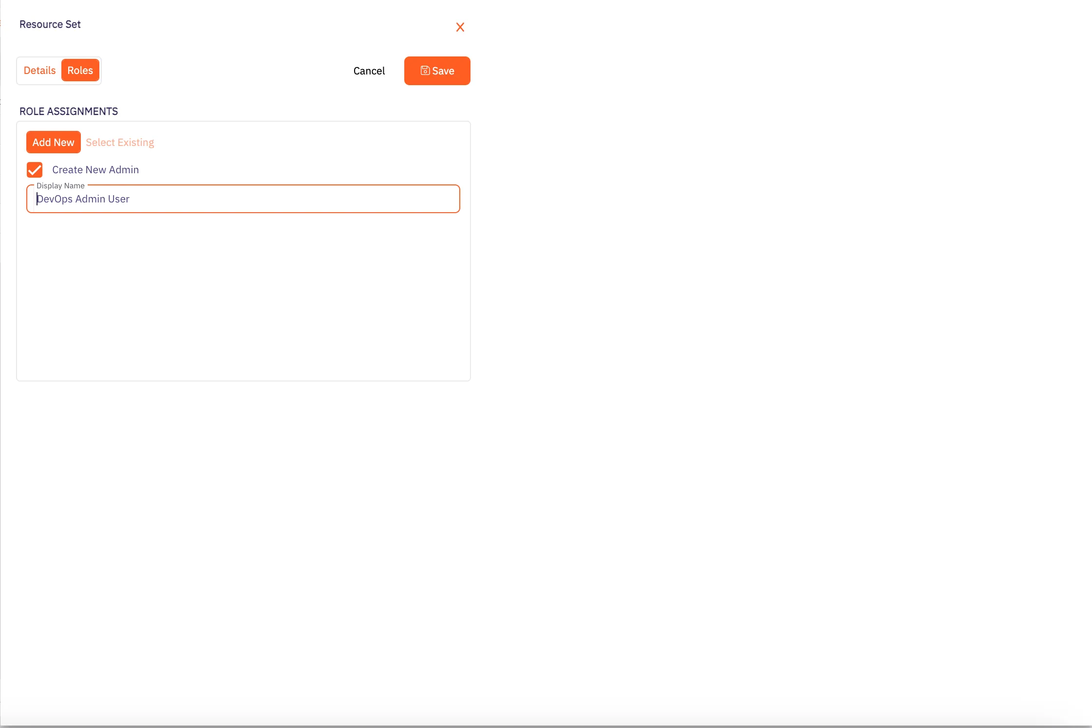 Create New Role - DevOps Admin User