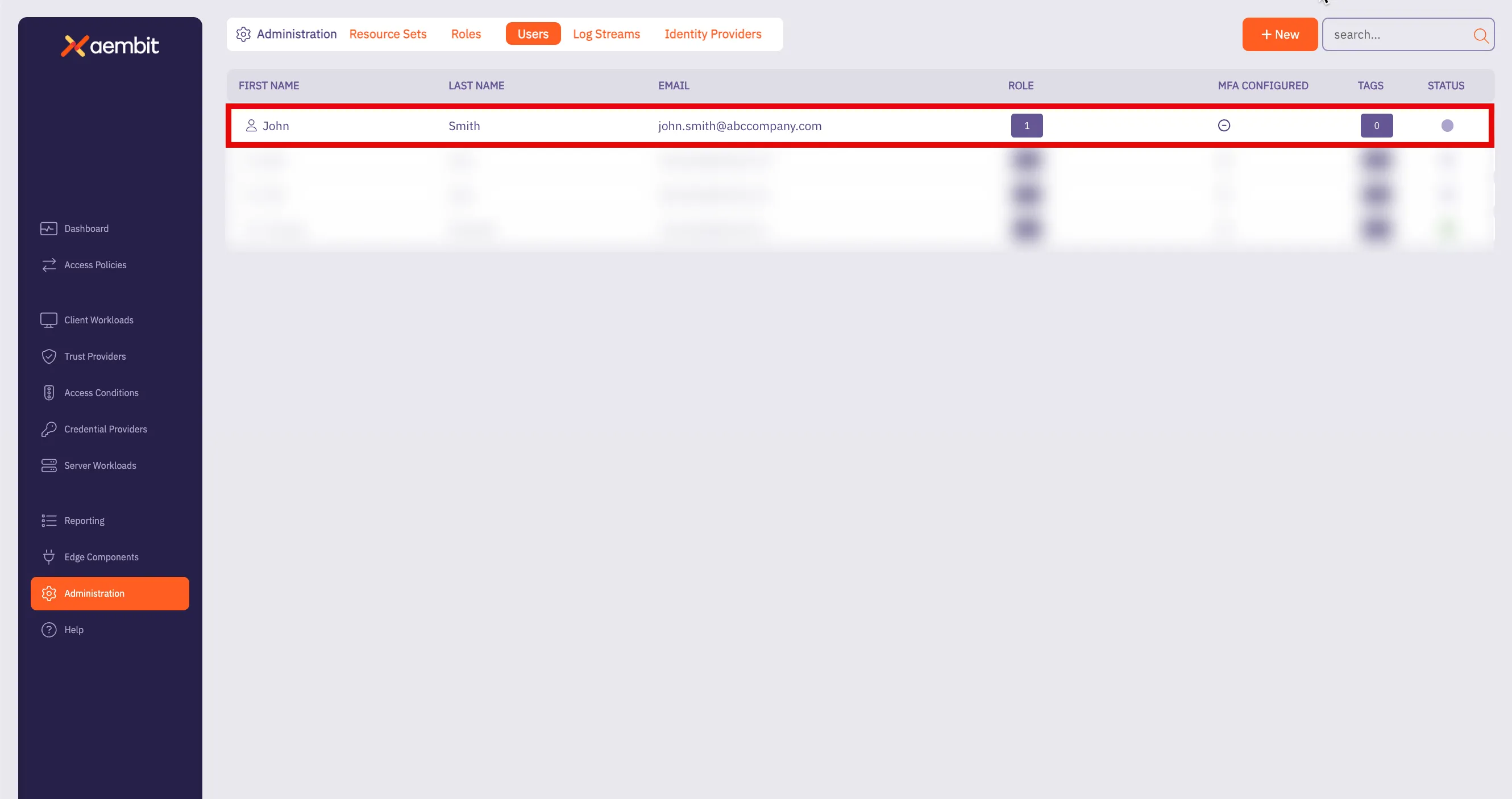 Users Page - New User Added