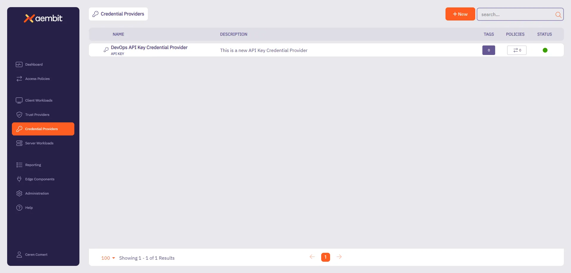 Credential Providers - Main Page With New Credential Provider