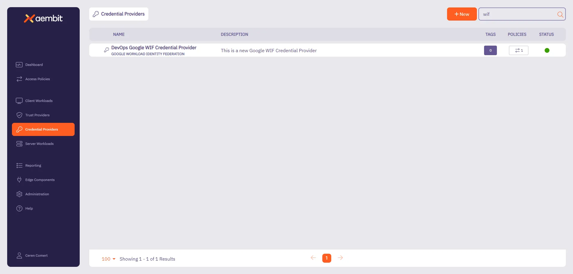 Credential Providers - Main Page With New Credential Provider