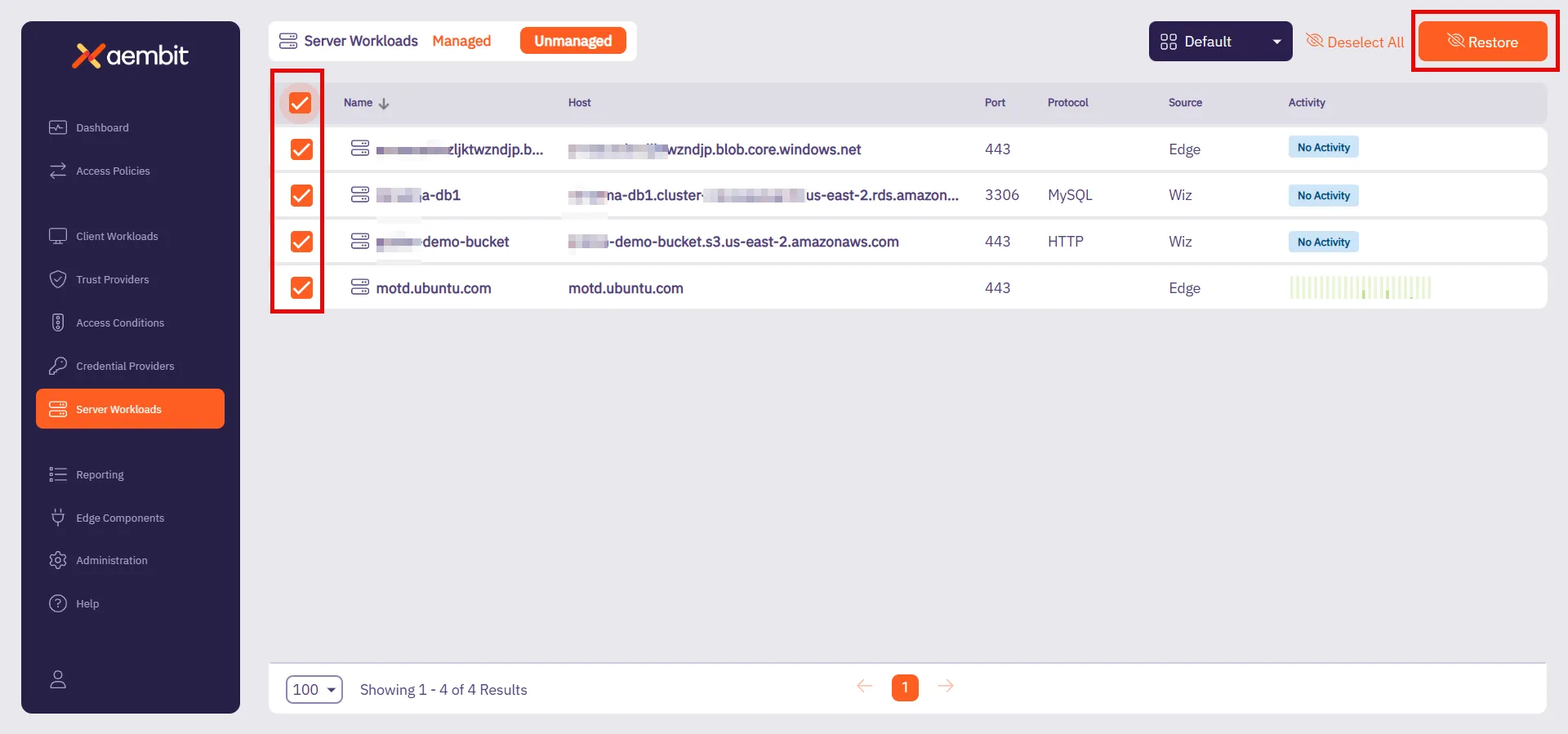 Restore Ignored Workloads