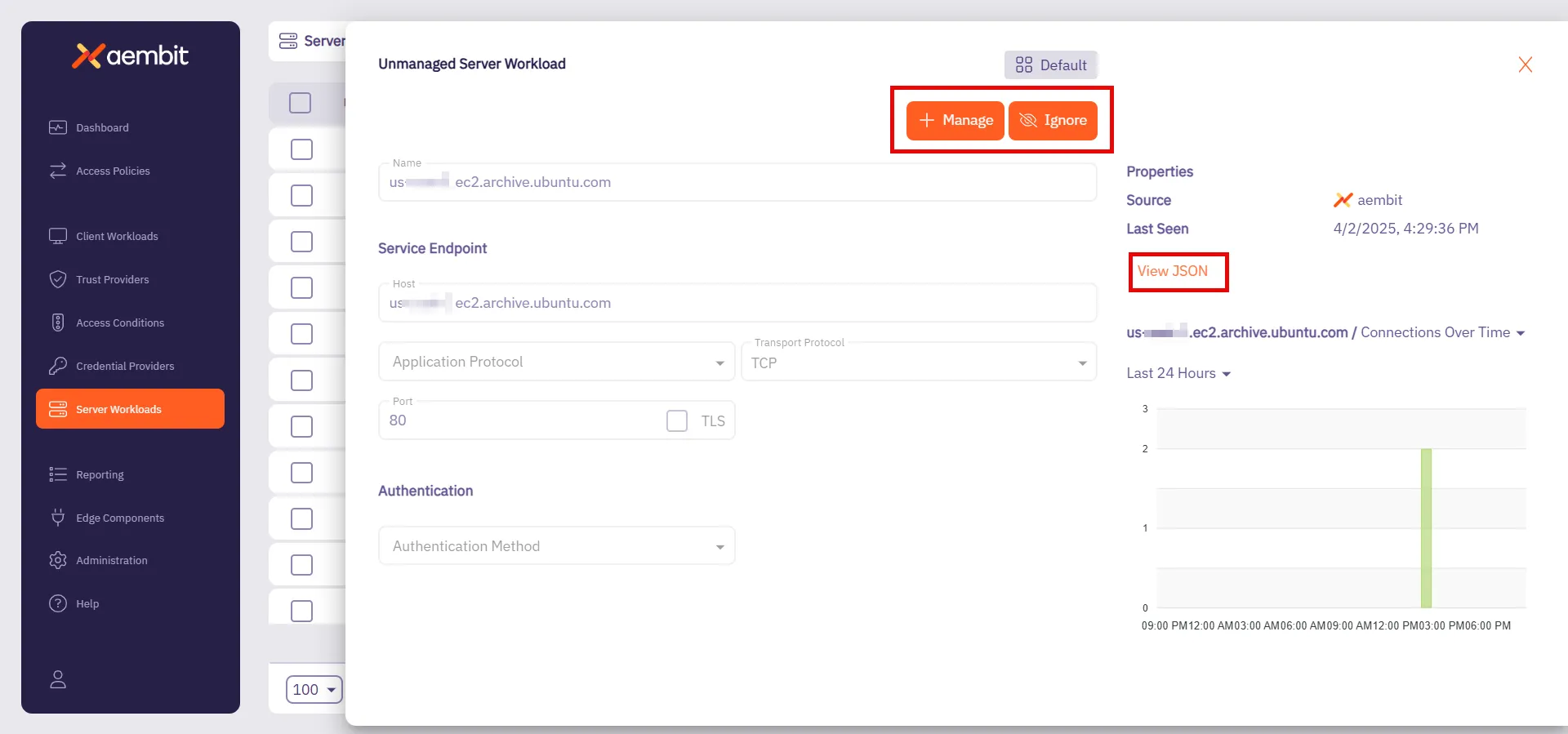 Details Page of Discovered Workload