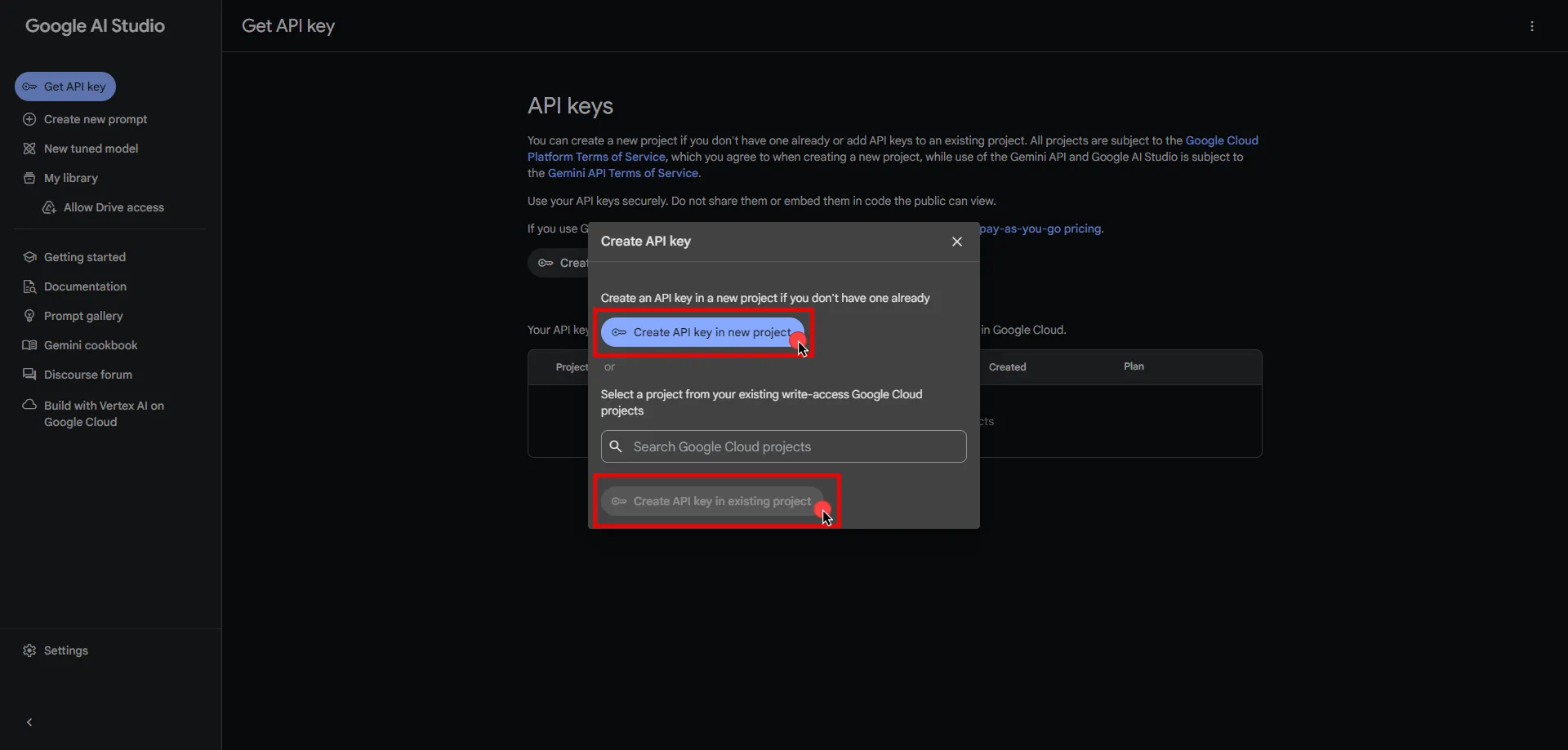 Create API key