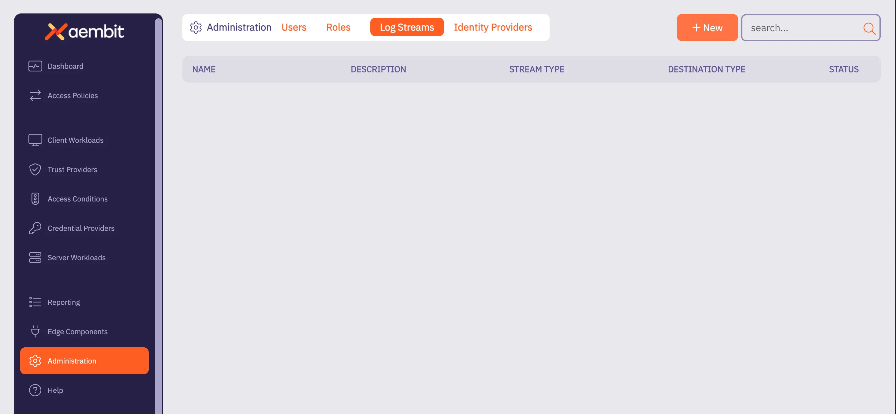 Log Streams Main Page