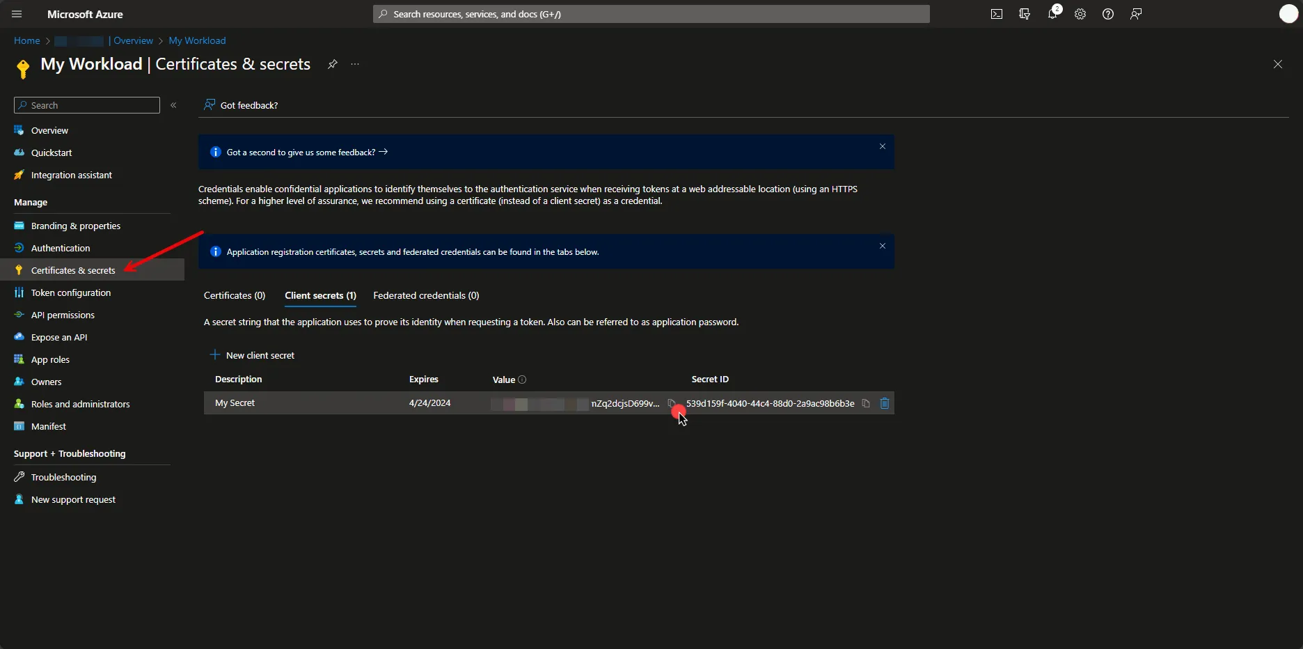 Copy Client Secret