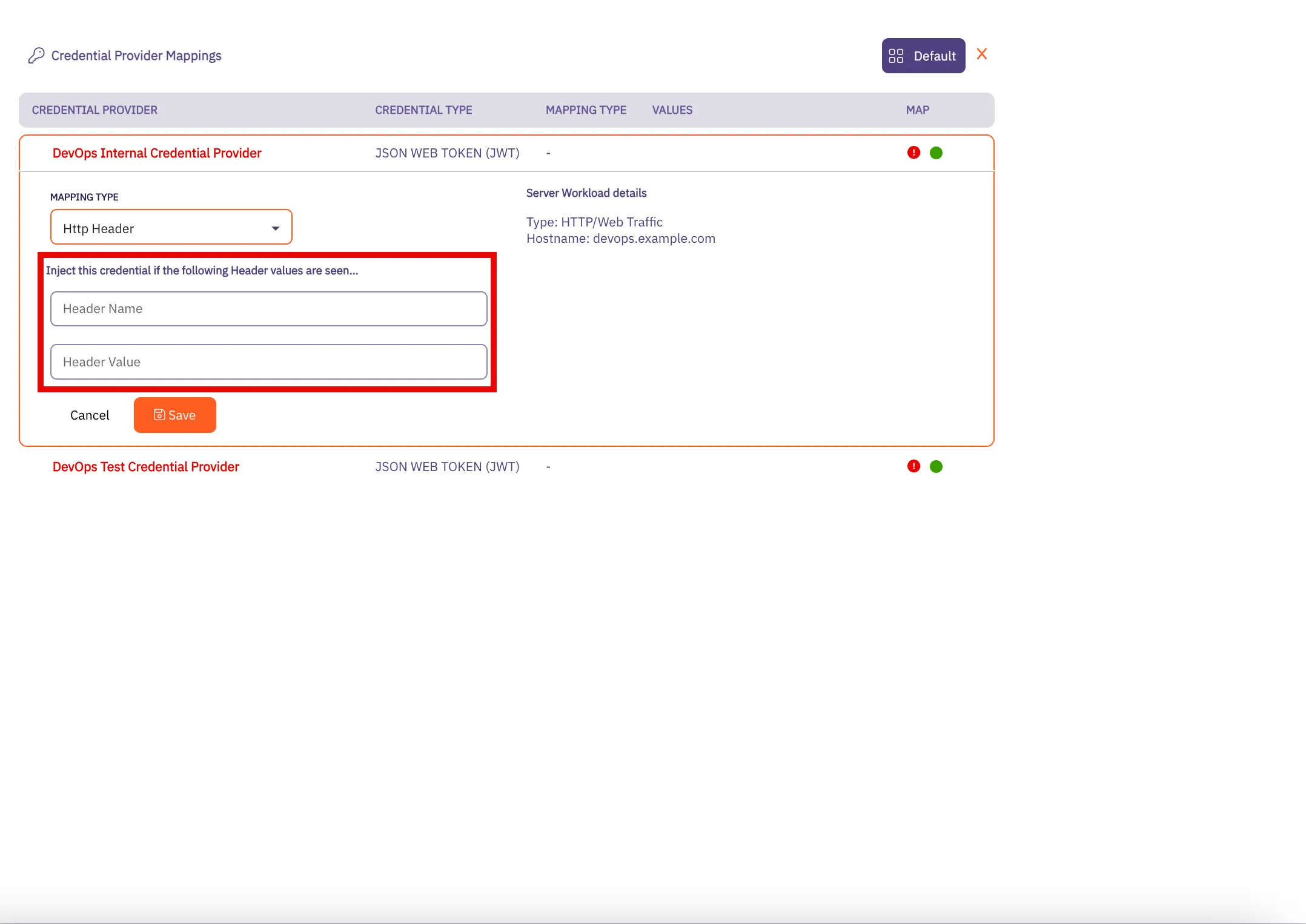 Credential Provider Mapping - HTTP Header