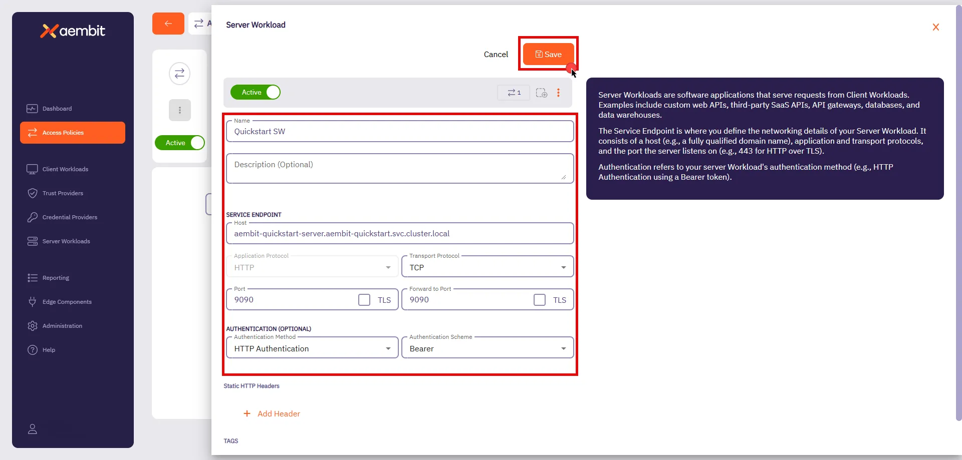Configuring Server Workload