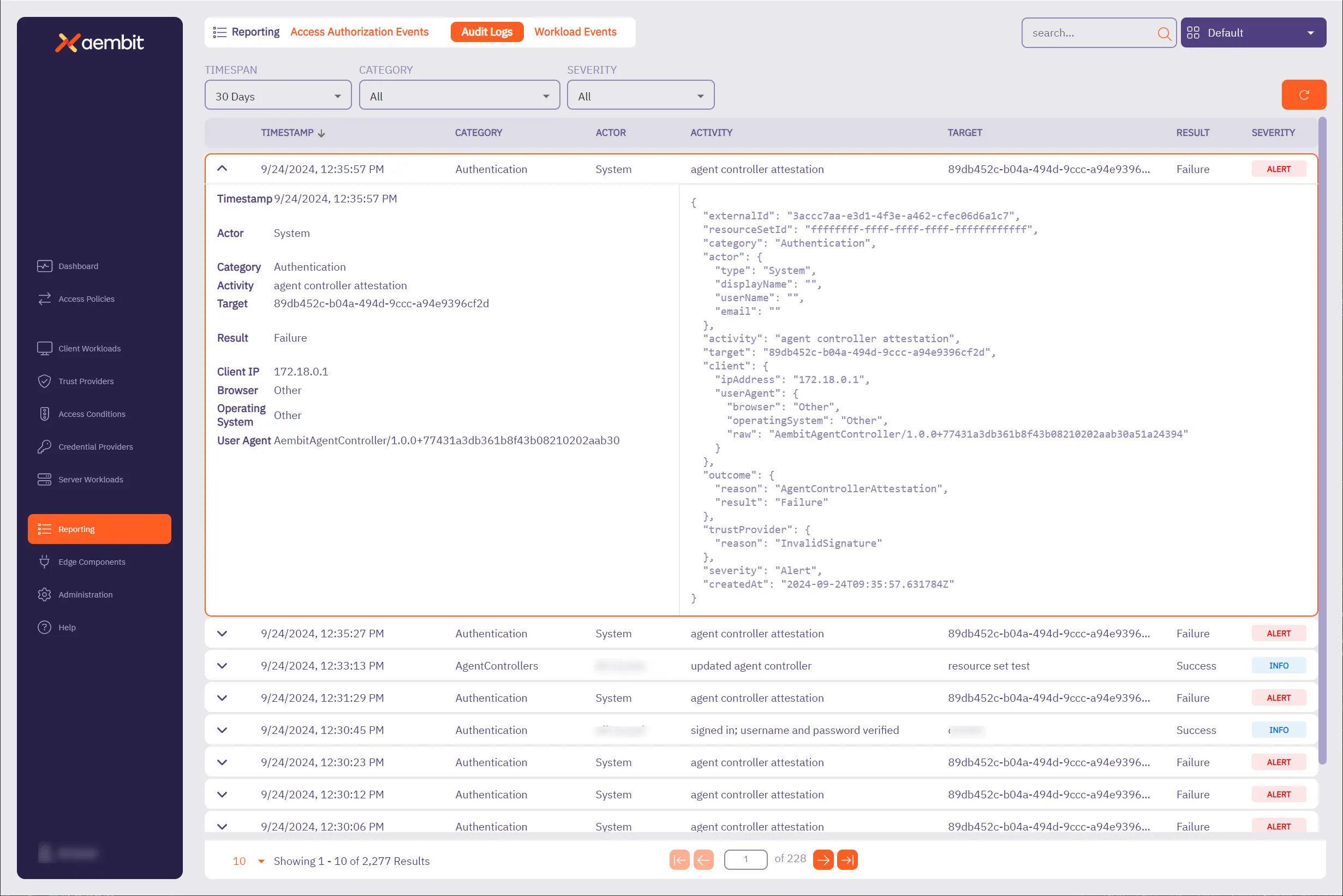 Audit Logs Reporting Example