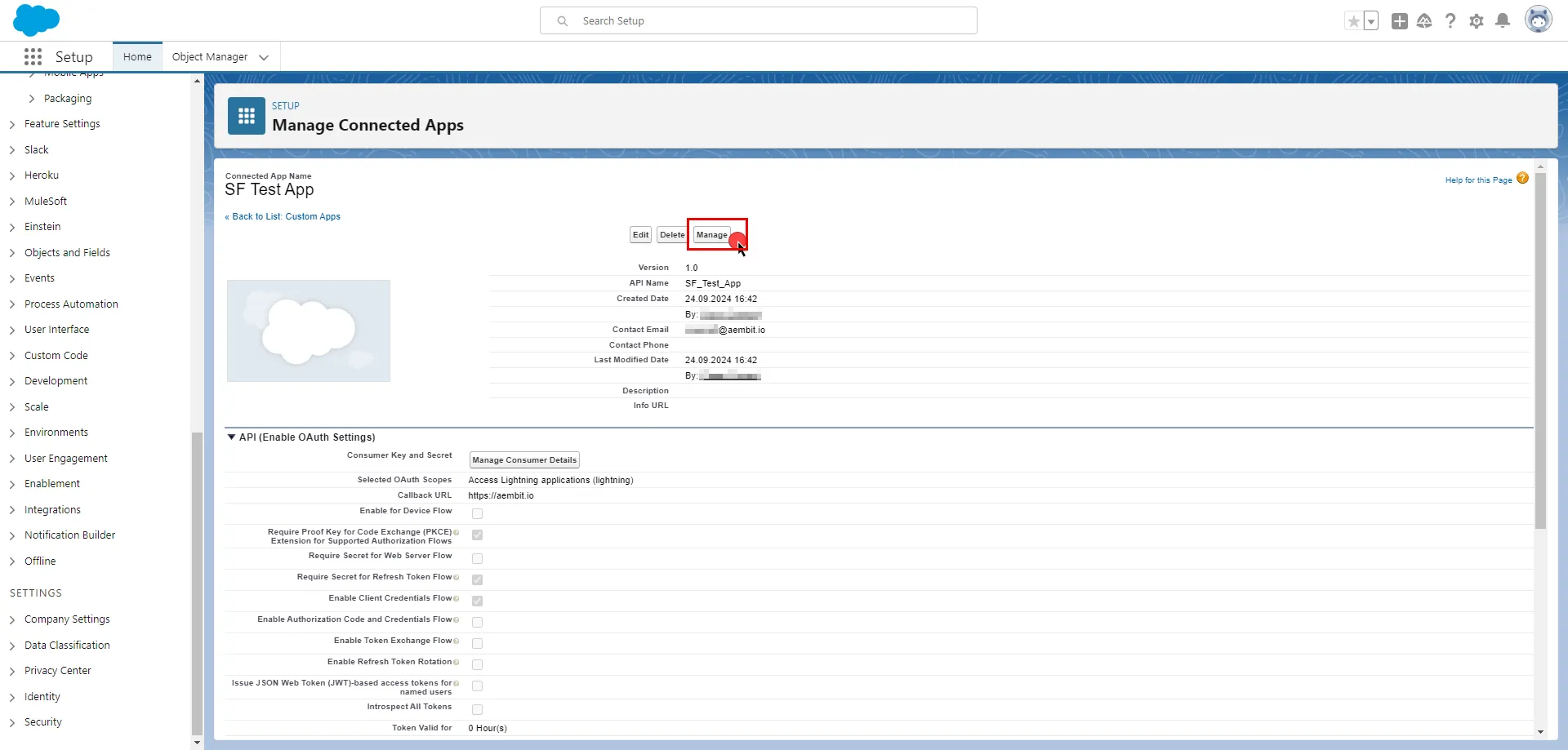 App Details to Manage