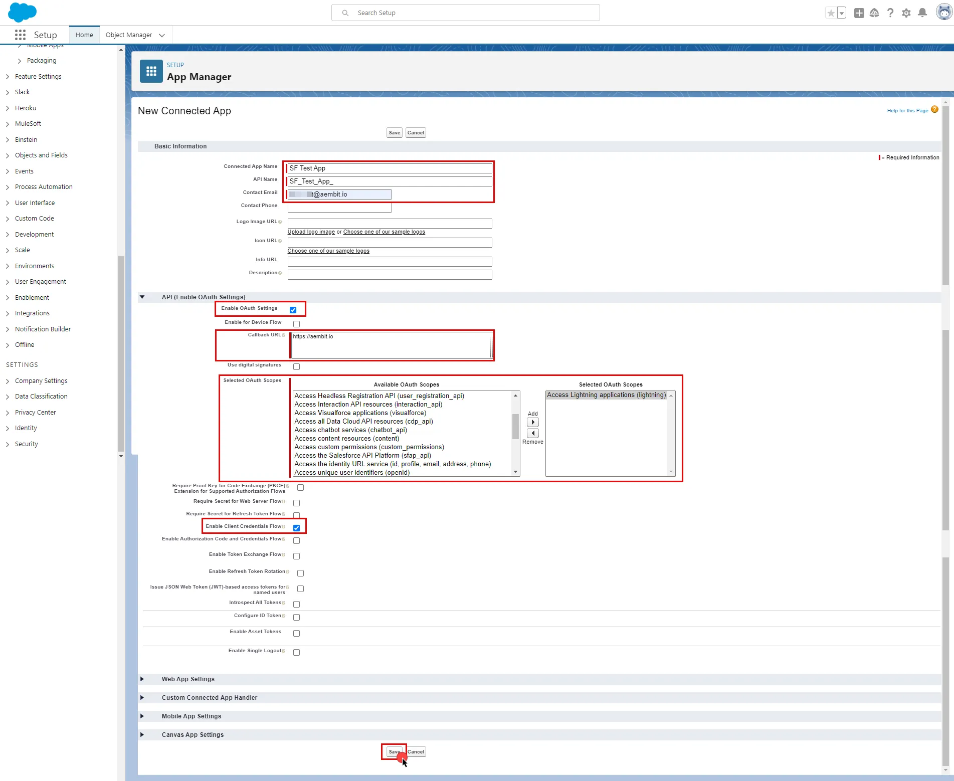 Configure Connected App